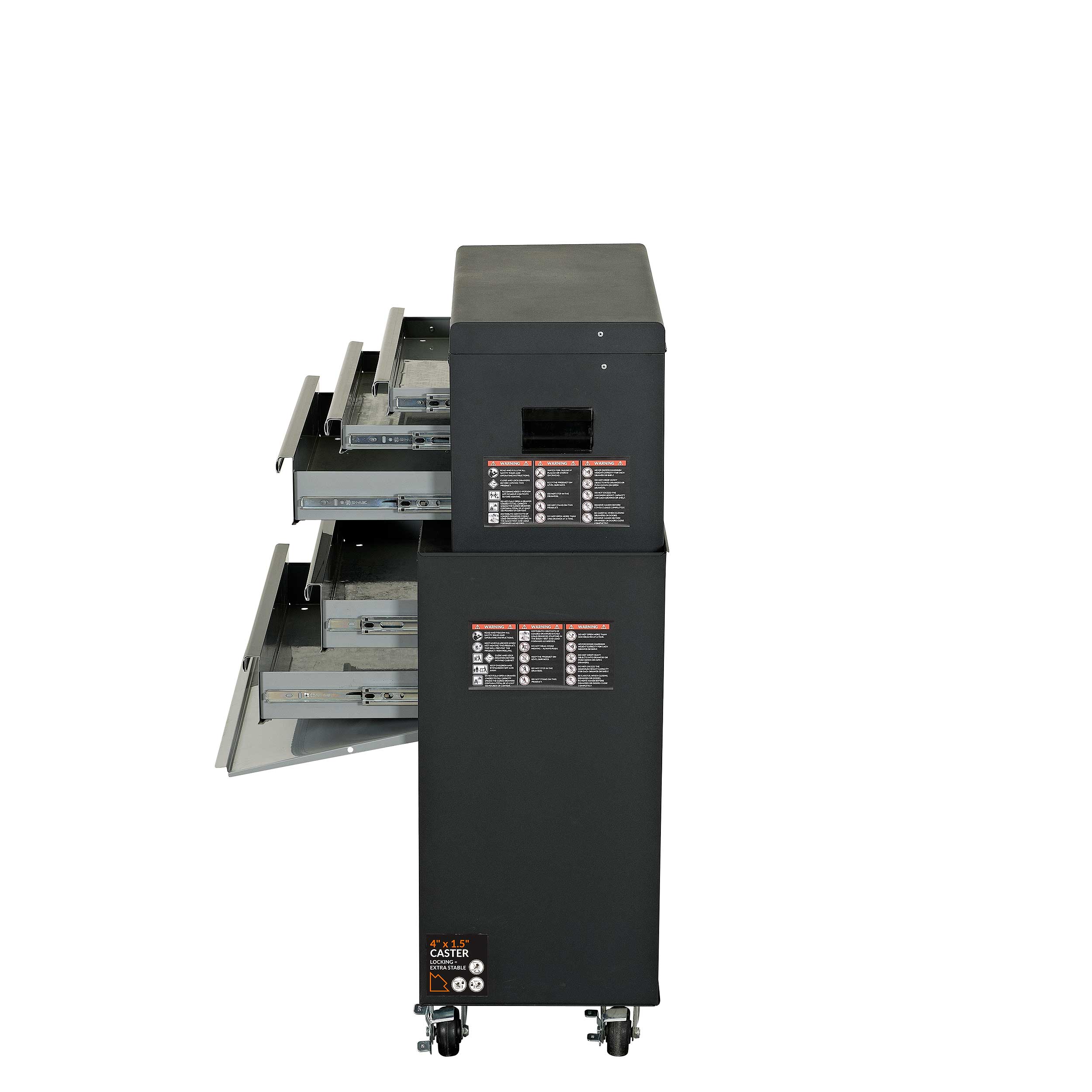 Combinación de caja de herramientas de acero con 5 cojinetes de bolas de 26.71 pulgadas de ancho x 55.42 pulgadas de alto (negro) 82703A2-02A1 de SHOPMAX