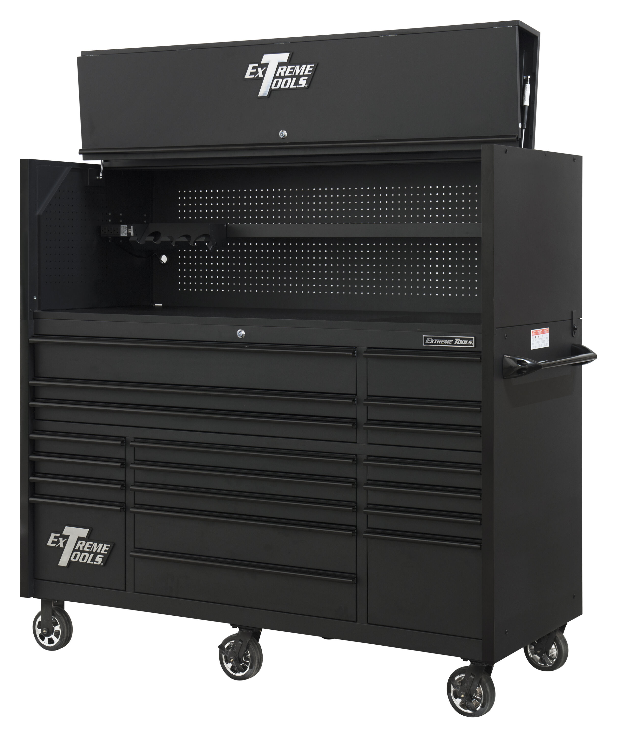 Combinación de gabinete de herramientas de acero con rodamiento de bolas RX Series de Extreme Tools de 72 pulgadas de ancho x 69 pulgadas de alto (negro) RX723020HRMK