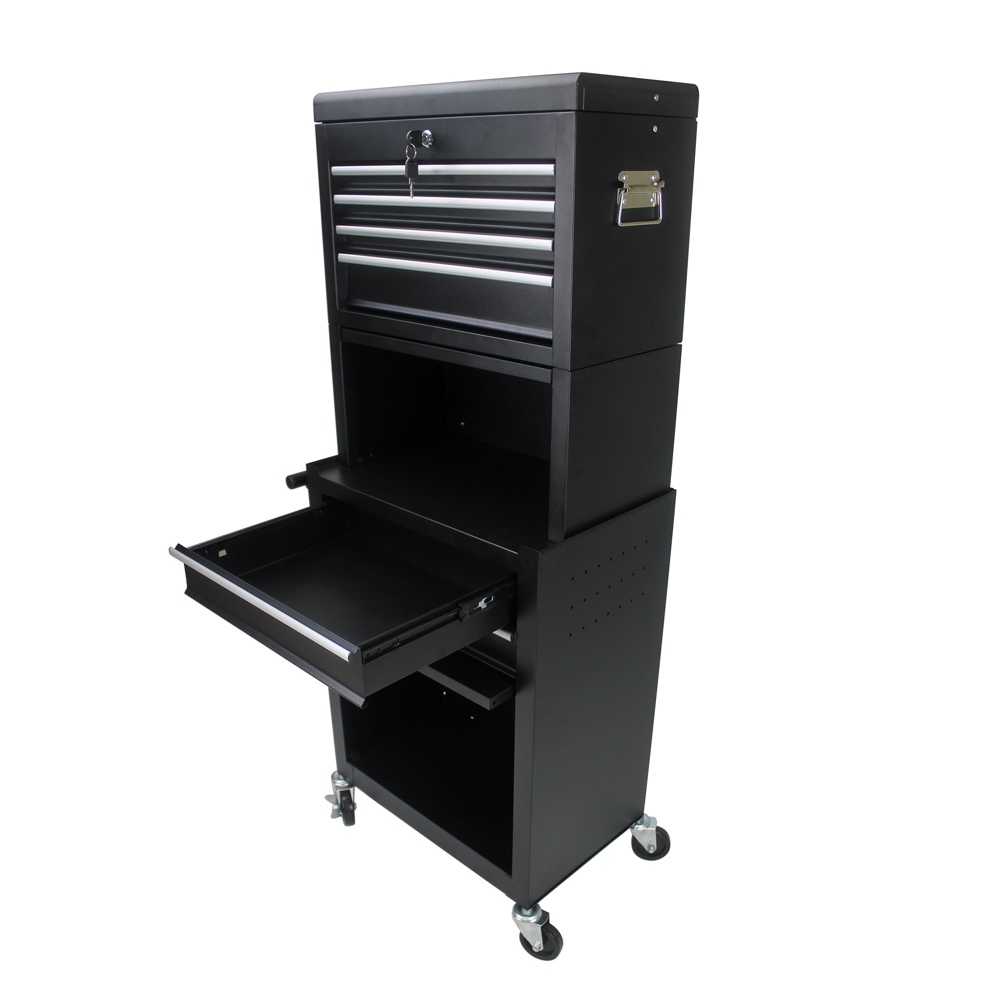 Combinación de gabinete de herramientas de acero con 6 rodamientos de bolas RaDEWAY, color negro, 20.87 pulgadas de ancho x 51.99 pulgadas de alto W110282271