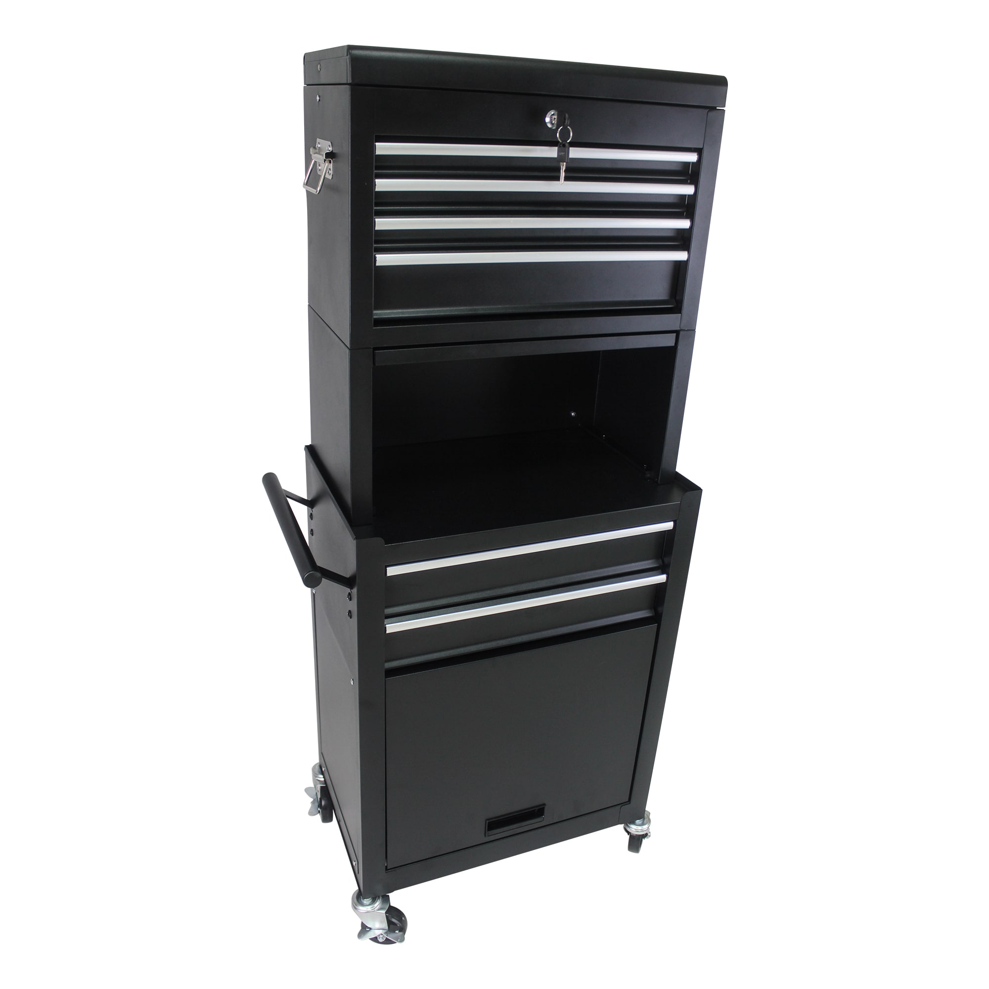 Combinación de gabinete de herramientas de acero con 6 rodamientos de bolas RaDEWAY, color negro, 20.87 pulgadas de ancho x 51.99 pulgadas de alto W110282271