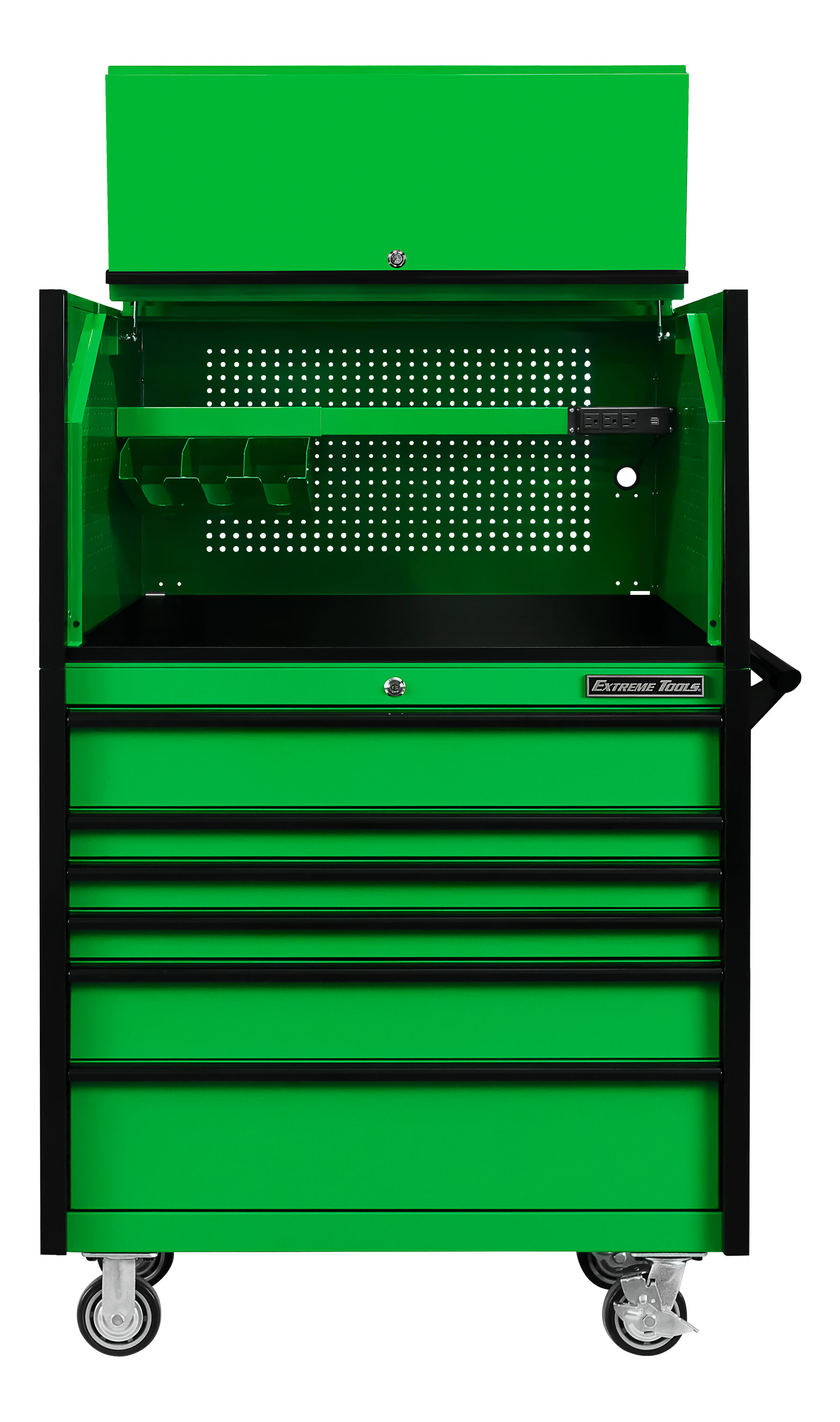 Combinación de gabinete de herramientas de acero de rodamiento de bolas de la serie DX de Extreme Tools de 41 pulgadas de ancho x 64 pulgadas de alto (verde) DX4107HRGK