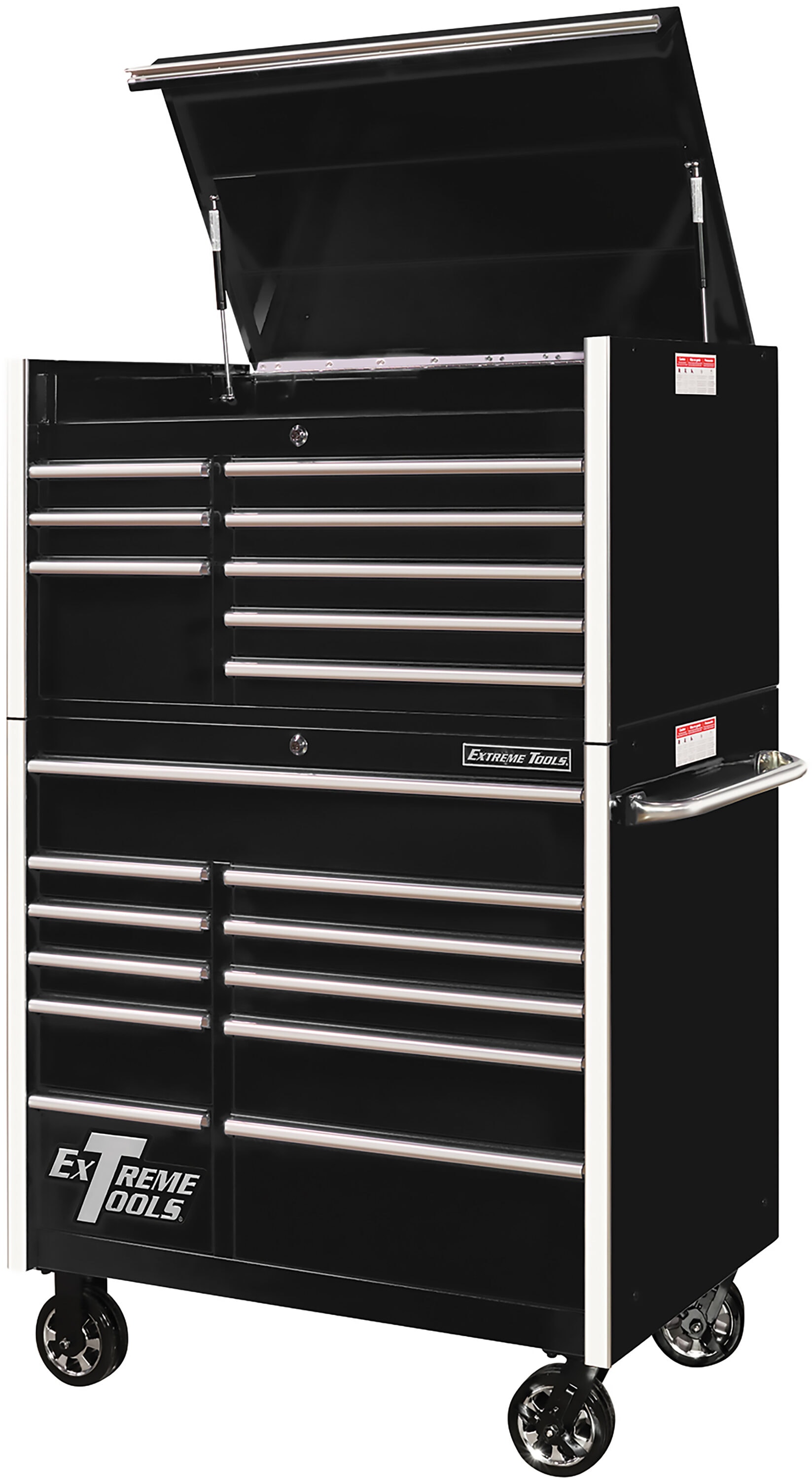 Combo de gabinete de herramientas de acero con baleros de 41 pulgadas de ancho x 64 pulgadas de alto de la serie RX de Extreme Tools (Negro) RX412519CRBK