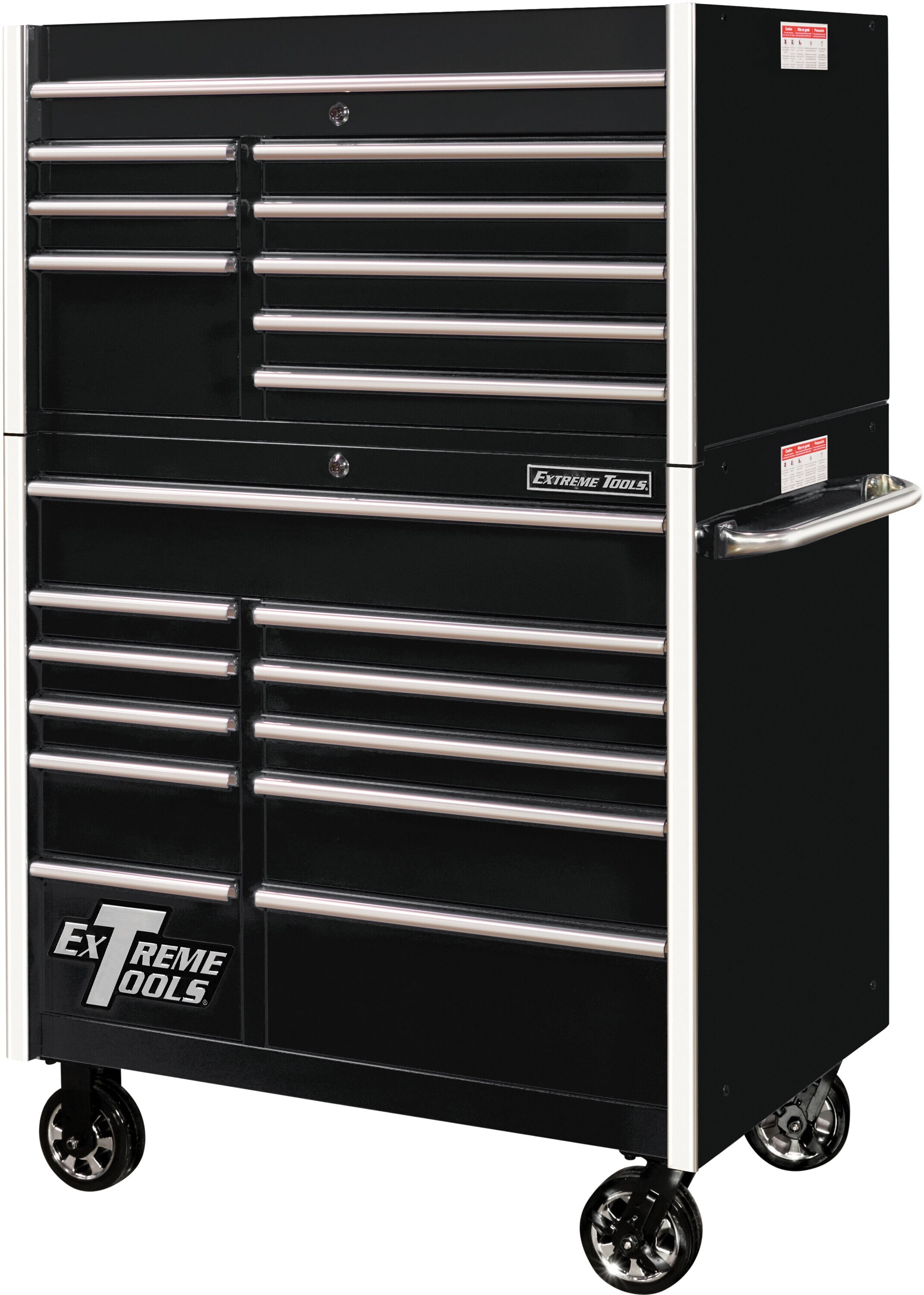 Combo de gabinete de herramientas de acero con baleros de 41 pulgadas de ancho x 64 pulgadas de alto de la serie RX de Extreme Tools (Negro) RX412519CRBK