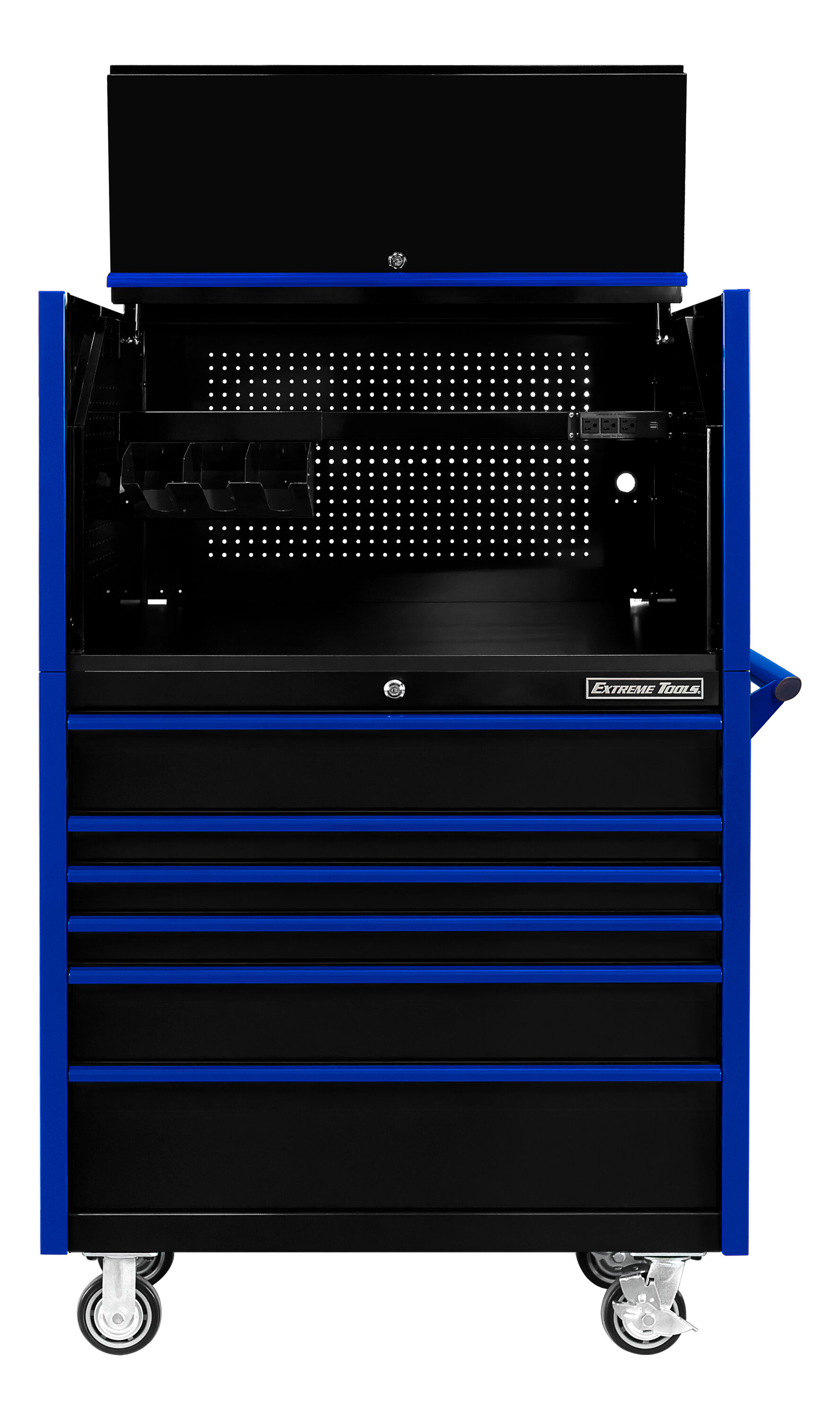 Combo de caja de herramientas de acero con rodamiento de bolas de 41 pulgadas de ancho x 64 pulgadas de alto de la serie DX de Extreme Tools (negro) DX4107HRKU