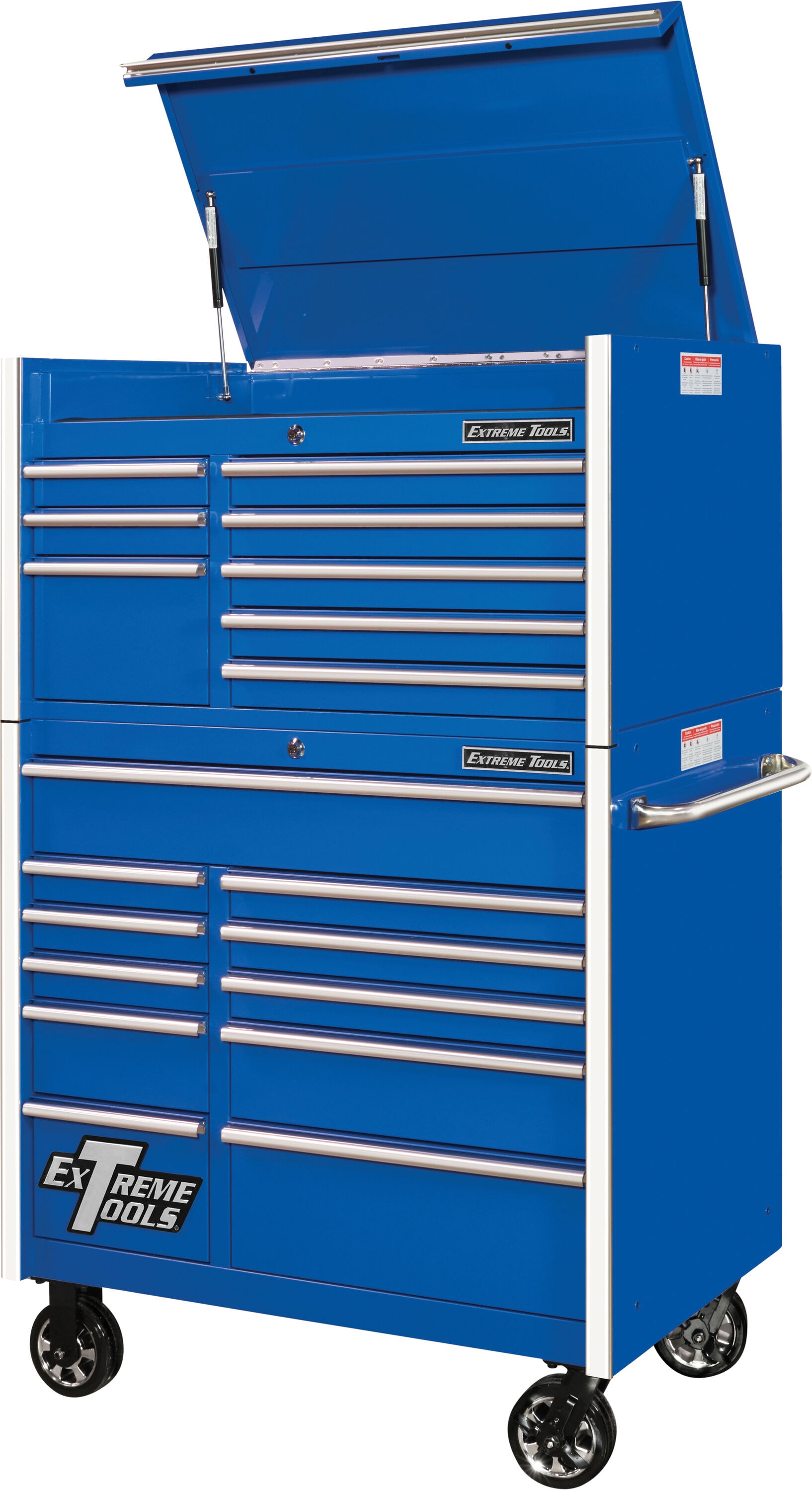 Combo de cofre de herramientas de acero con rodamiento de bolas de la serie RX de Extreme Tools de 41 pulgadas de ancho x 64 pulgadas de alto (azul) RX412519CRBL