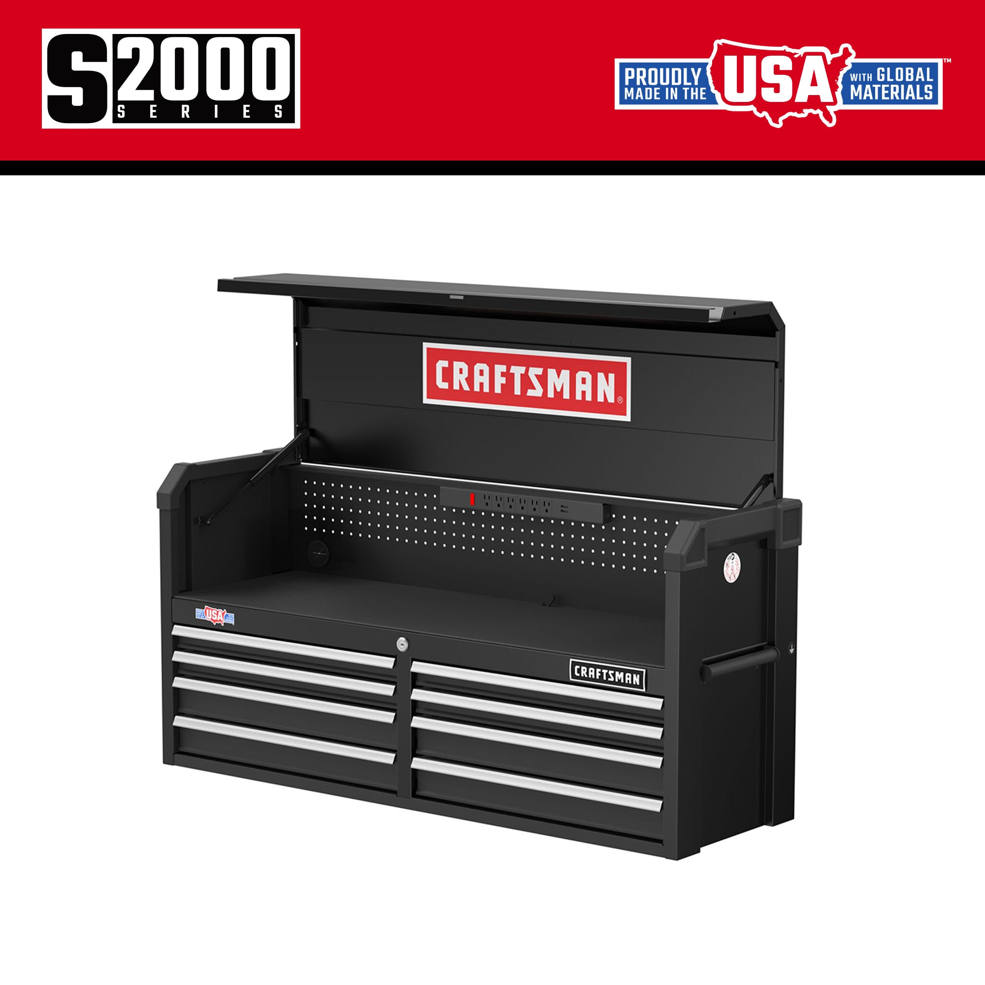Gabinete de herramientas de acero con 8 cajones CRAFTSMAN Serie 2000, 51.5 pulgadas de ancho x 24.7 pulgadas de alto x 16 pulgadas de profundidad (negro) CMST98272BK