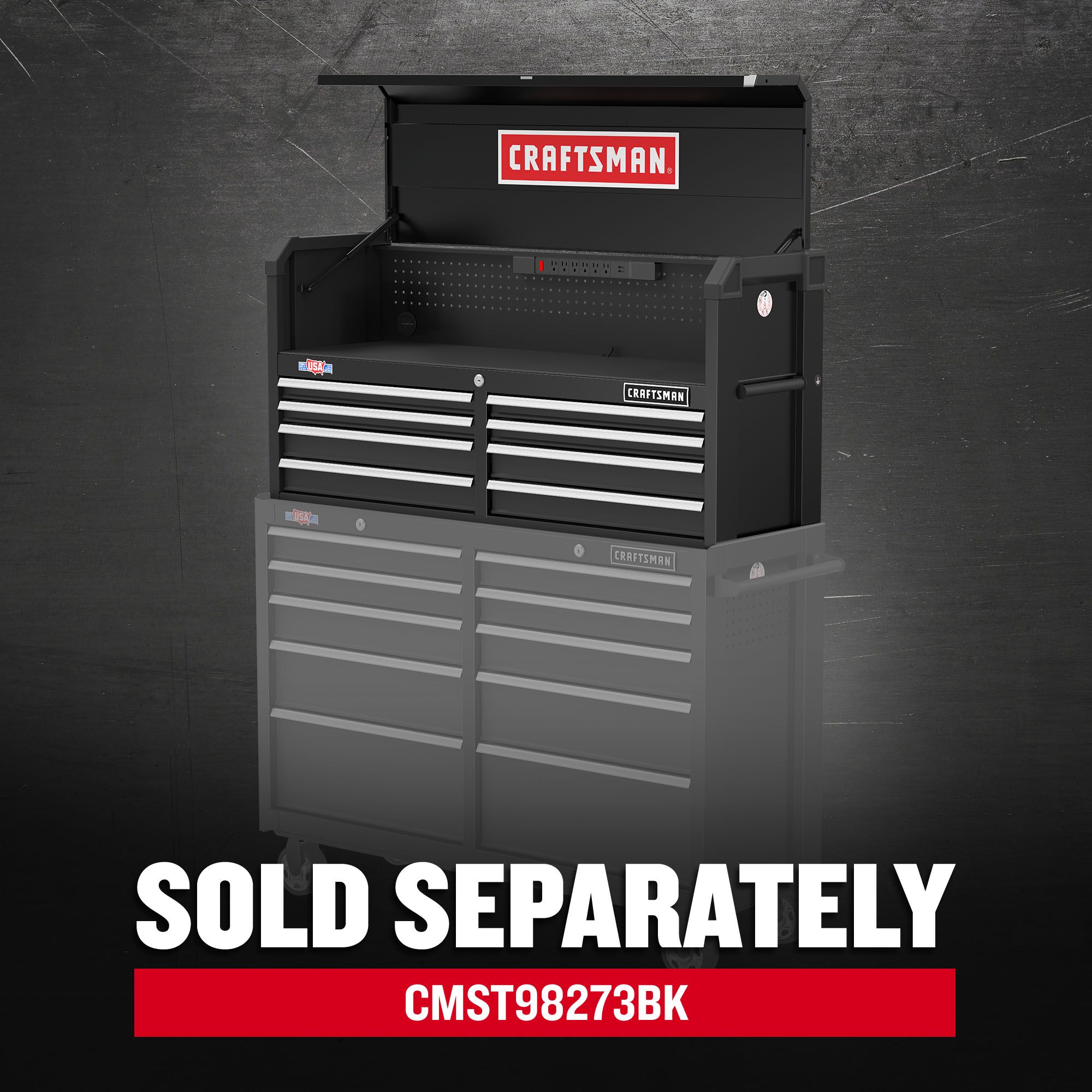 Gabinete de herramientas de acero con 8 cajones CRAFTSMAN Serie 2000, 51.5 pulgadas de ancho x 24.7 pulgadas de alto x 16 pulgadas de profundidad (negro) CMST98272BK
