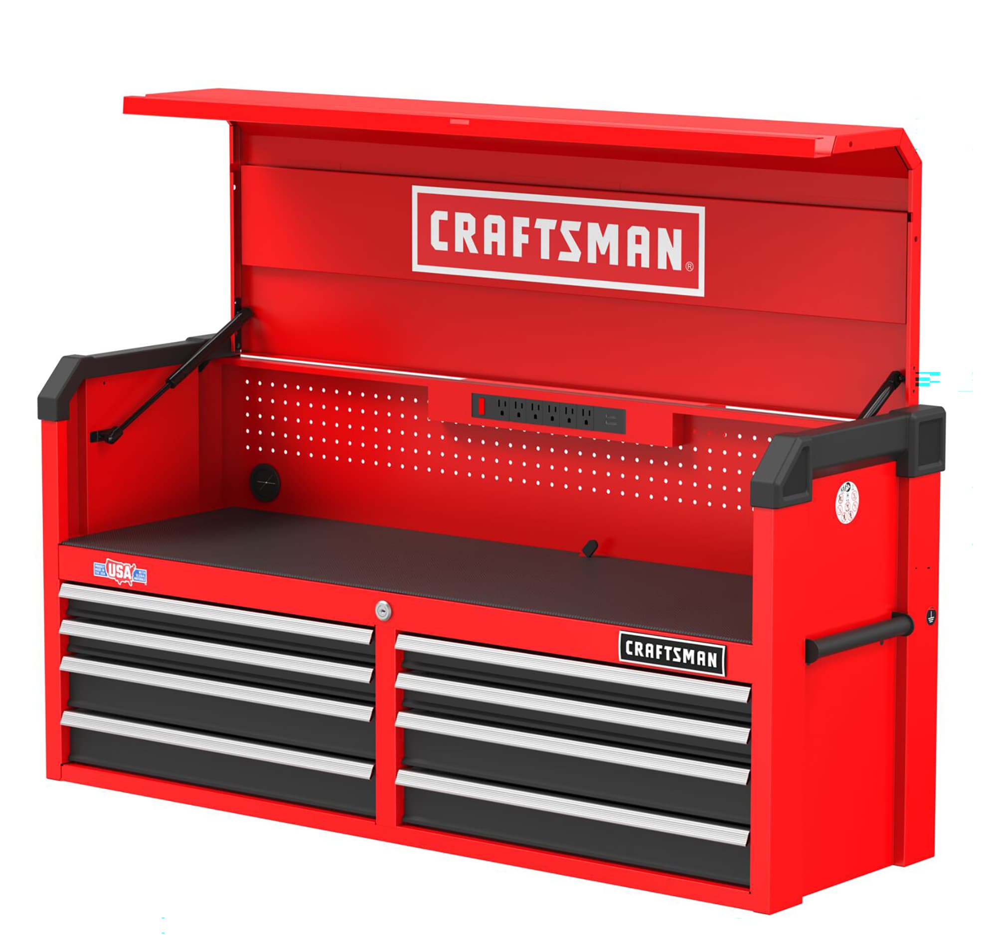 Gabinete de herramientas de acero de 8 cajones Craftsman Serie 2000, 51.5 pulgadas de ancho, 24.7 pulgadas de alto y 16 pulgadas de profundidad (rojo y negro) CMST98272RB