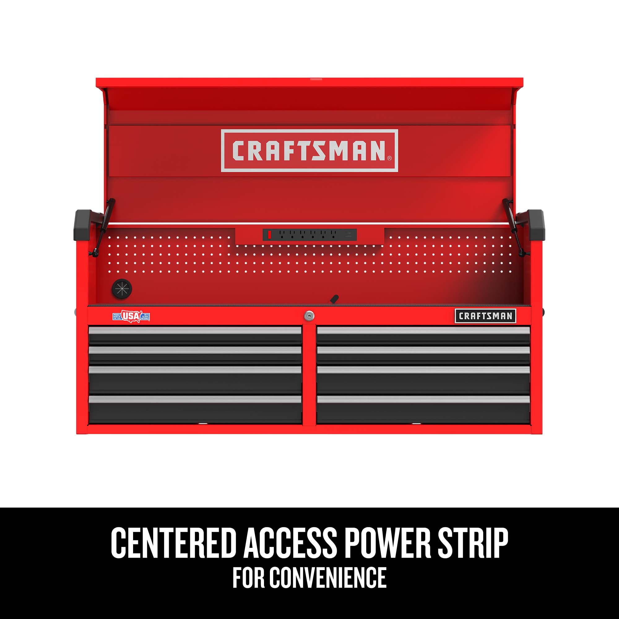 Gabinete de herramientas de acero de 8 cajones Craftsman Serie 2000, 51.5 pulgadas de ancho, 24.7 pulgadas de alto y 16 pulgadas de profundidad (rojo y negro) CMST98272RB