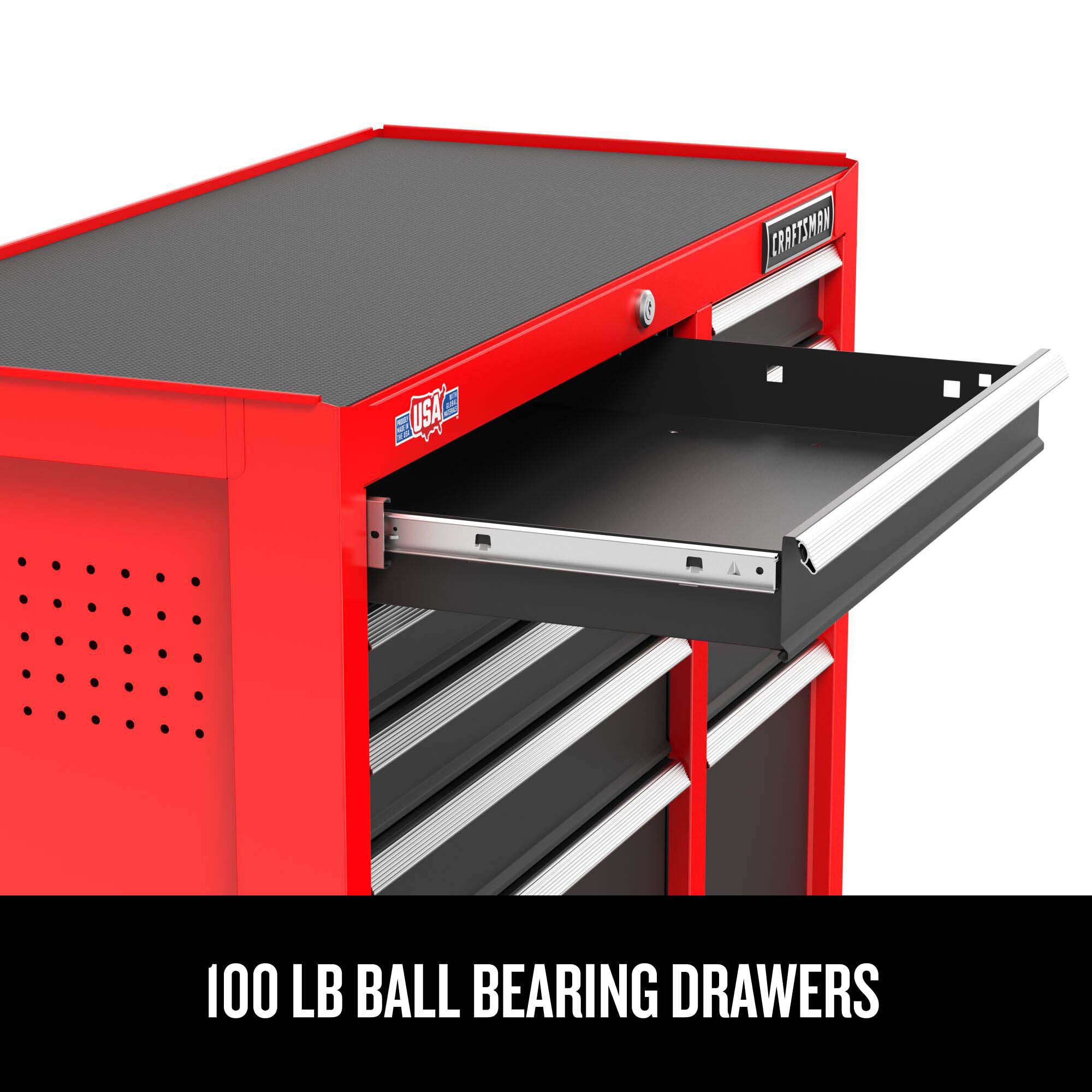 Gabinete de herramientas de acero de 8 cajones Craftsman Serie 2000, 51.5 pulgadas de ancho, 24.7 pulgadas de alto y 16 pulgadas de profundidad (rojo y negro) CMST98272RB