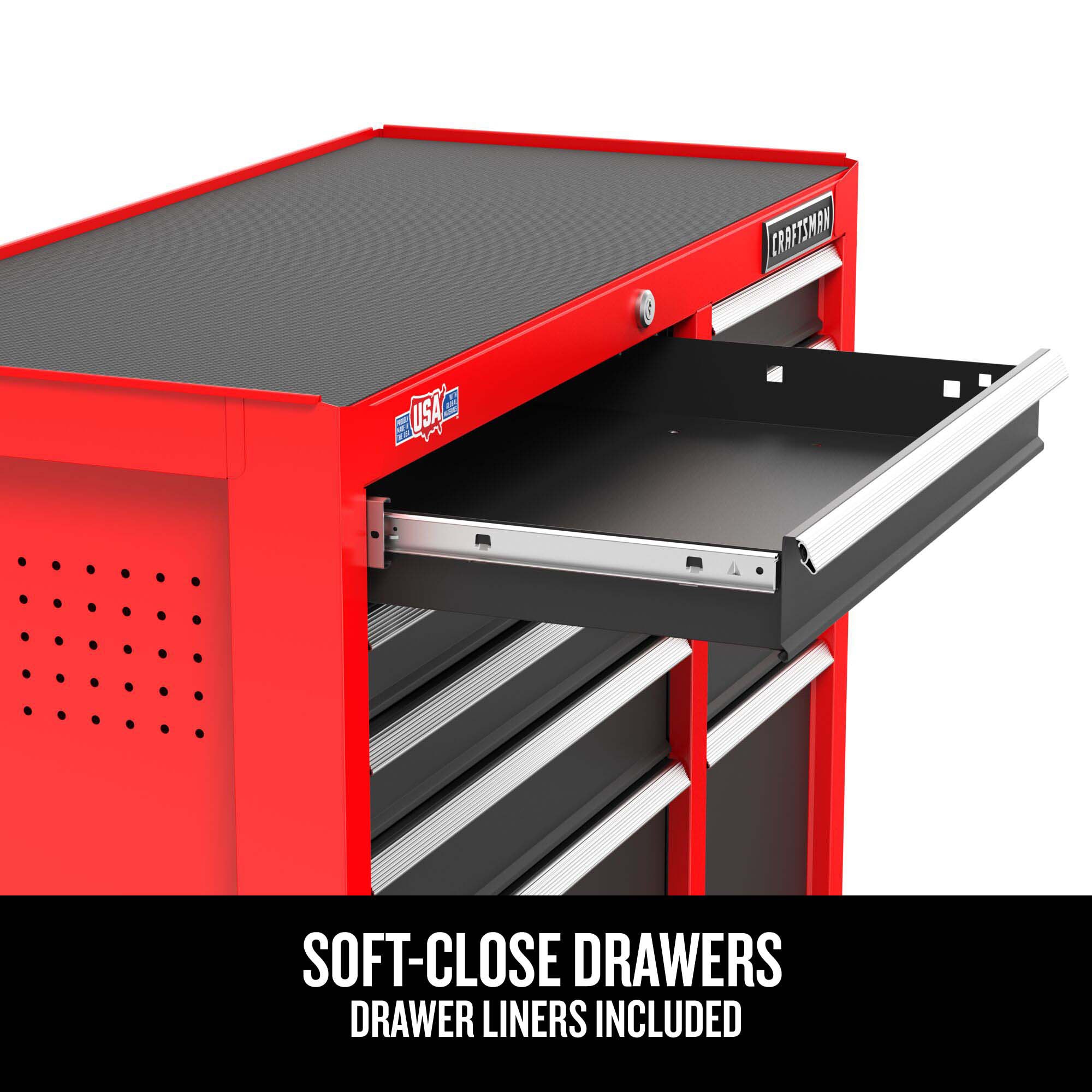 Gabinete de herramientas de acero de 8 cajones Craftsman Serie 2000, 51.5 pulgadas de ancho, 24.7 pulgadas de alto y 16 pulgadas de profundidad (rojo y negro) CMST98272RB