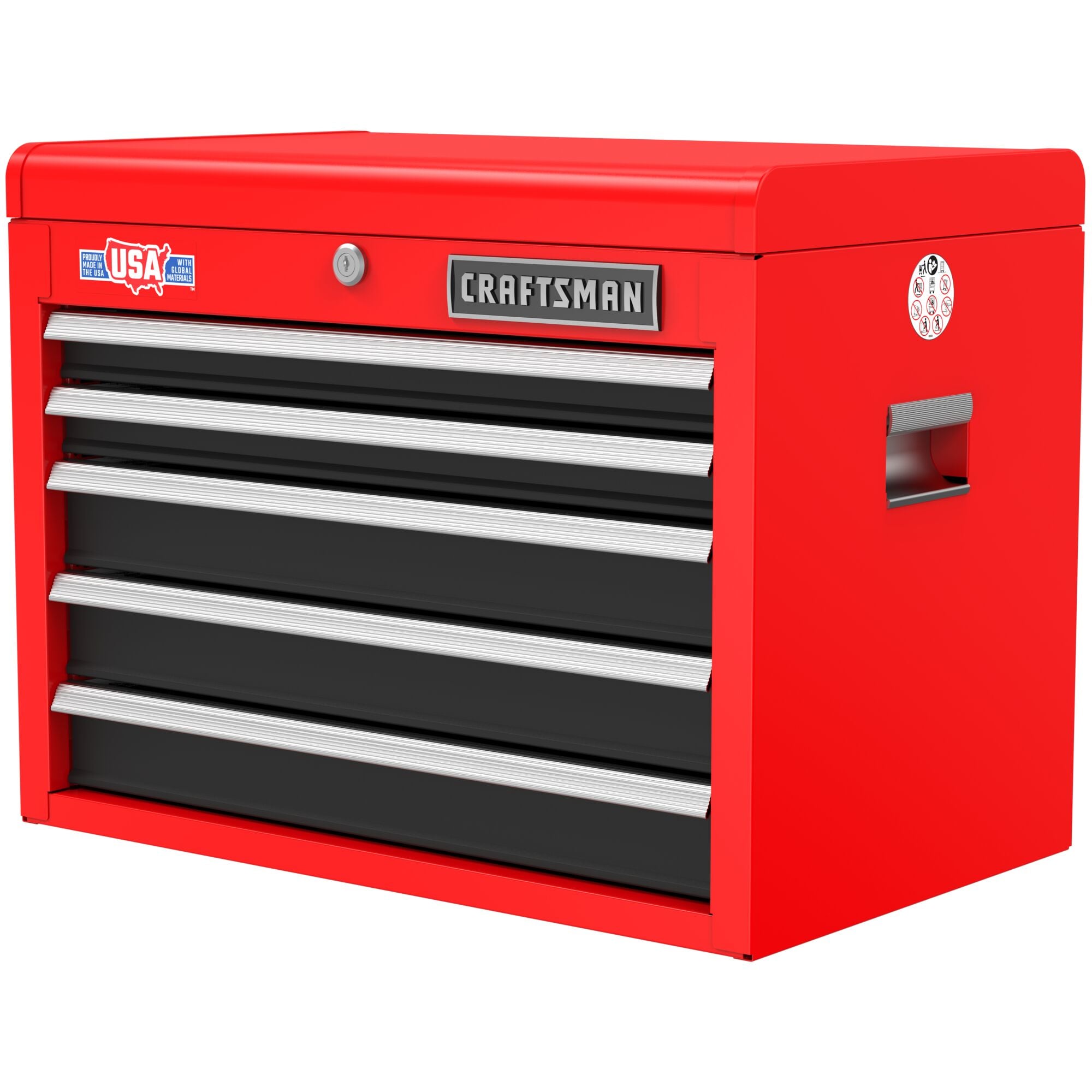 Gabinete de herramientas de acero con 5 cajones de la serie 2000 de CRAFTSMAN (rojo y negro) - 26 pulgadas de ancho x 19.75 pulgadas de alto x 16 pulgadas de profundidad (CMST98263RB)