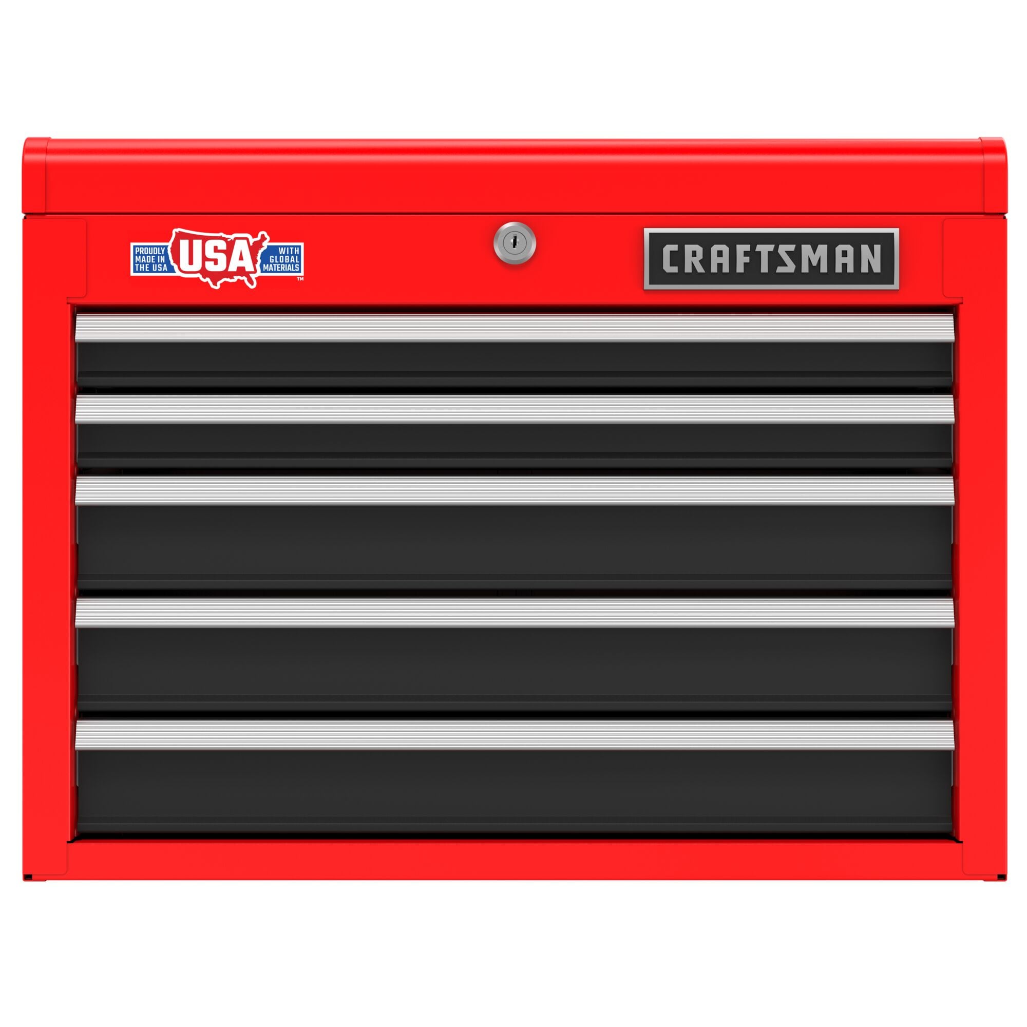 Gabinete de herramientas de acero con 5 cajones de la serie 2000 de CRAFTSMAN (rojo y negro) - 26 pulgadas de ancho x 19.75 pulgadas de alto x 16 pulgadas de profundidad (CMST98263RB)