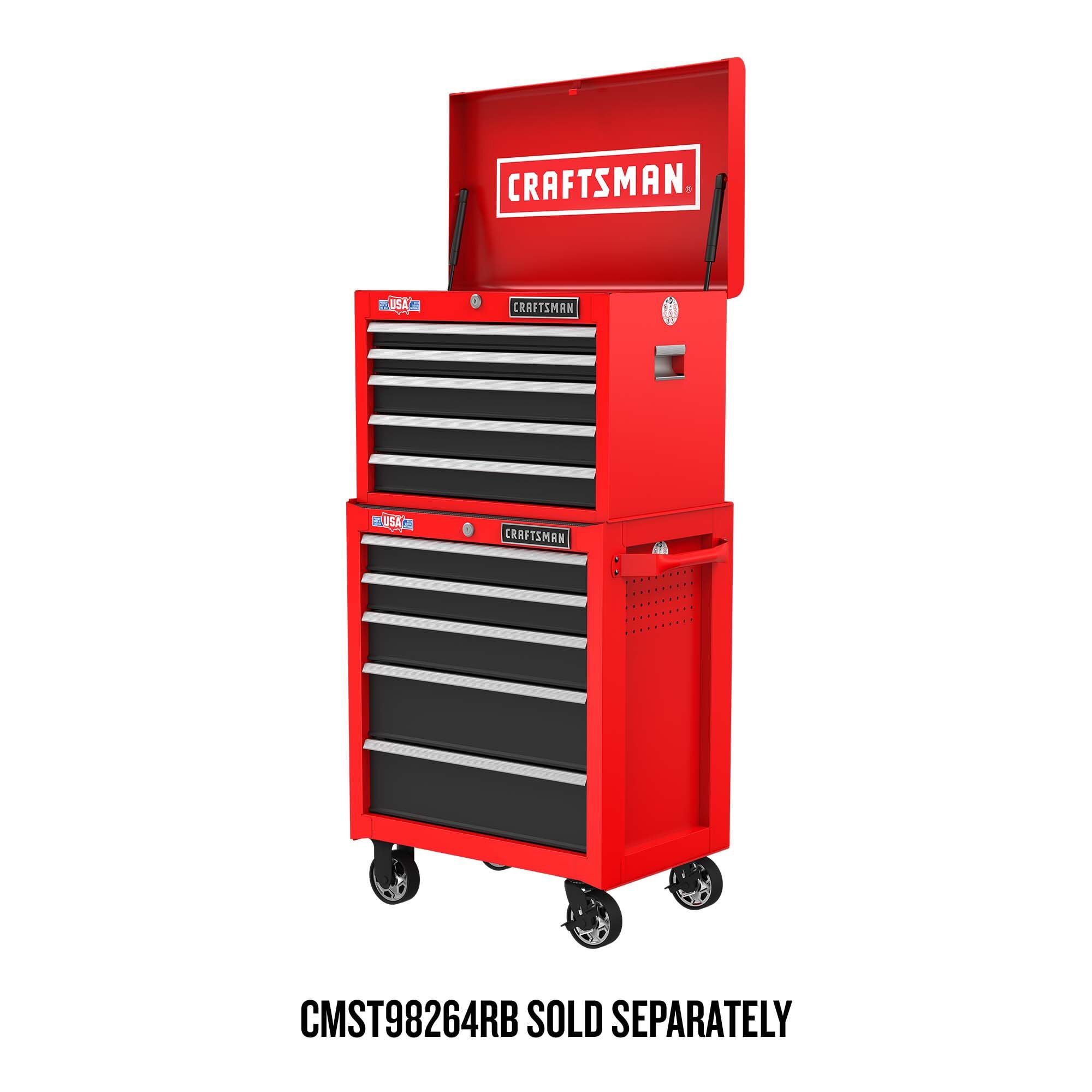 Gabinete de herramientas de acero con 5 cajones de la serie 2000 de CRAFTSMAN (rojo y negro) - 26 pulgadas de ancho x 19.75 pulgadas de alto x 16 pulgadas de profundidad (CMST98263RB)