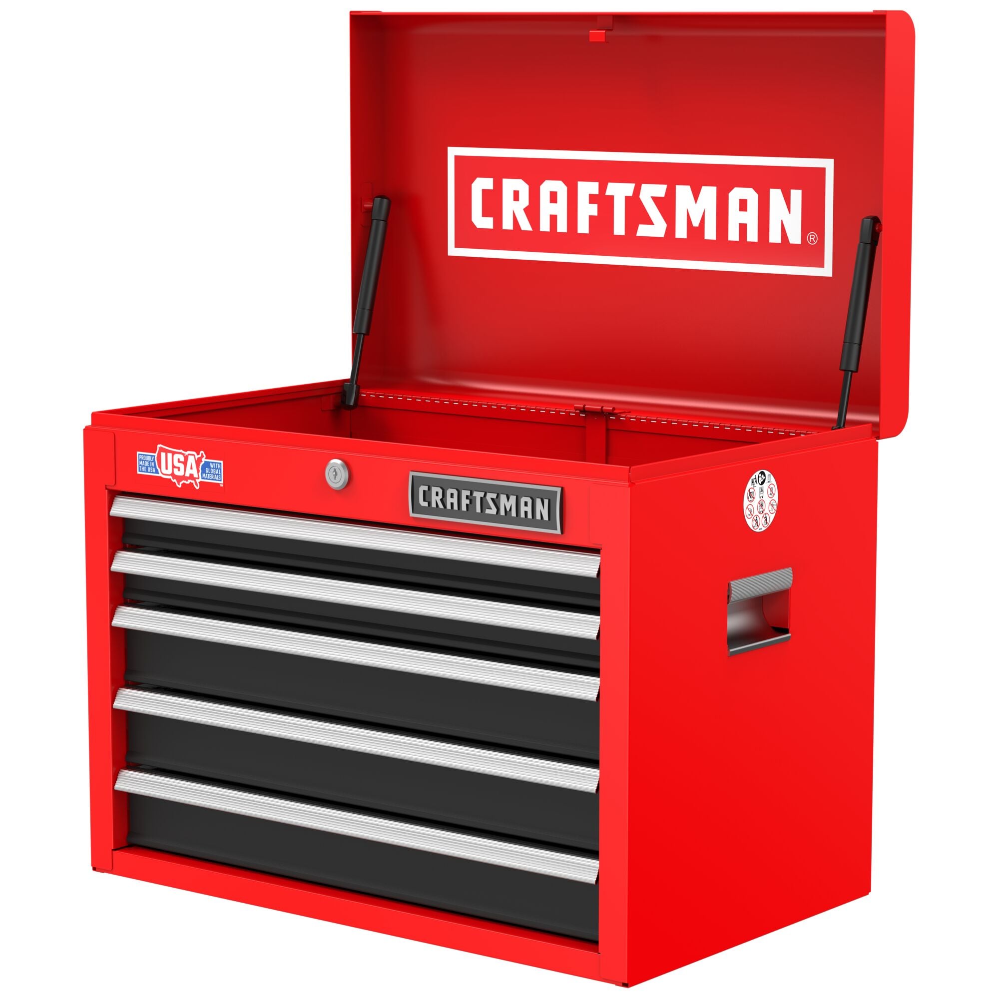 Gabinete de herramientas de acero con 5 cajones de la serie 2000 de CRAFTSMAN (rojo y negro) - 26 pulgadas de ancho x 19.75 pulgadas de alto x 16 pulgadas de profundidad (CMST98263RB)