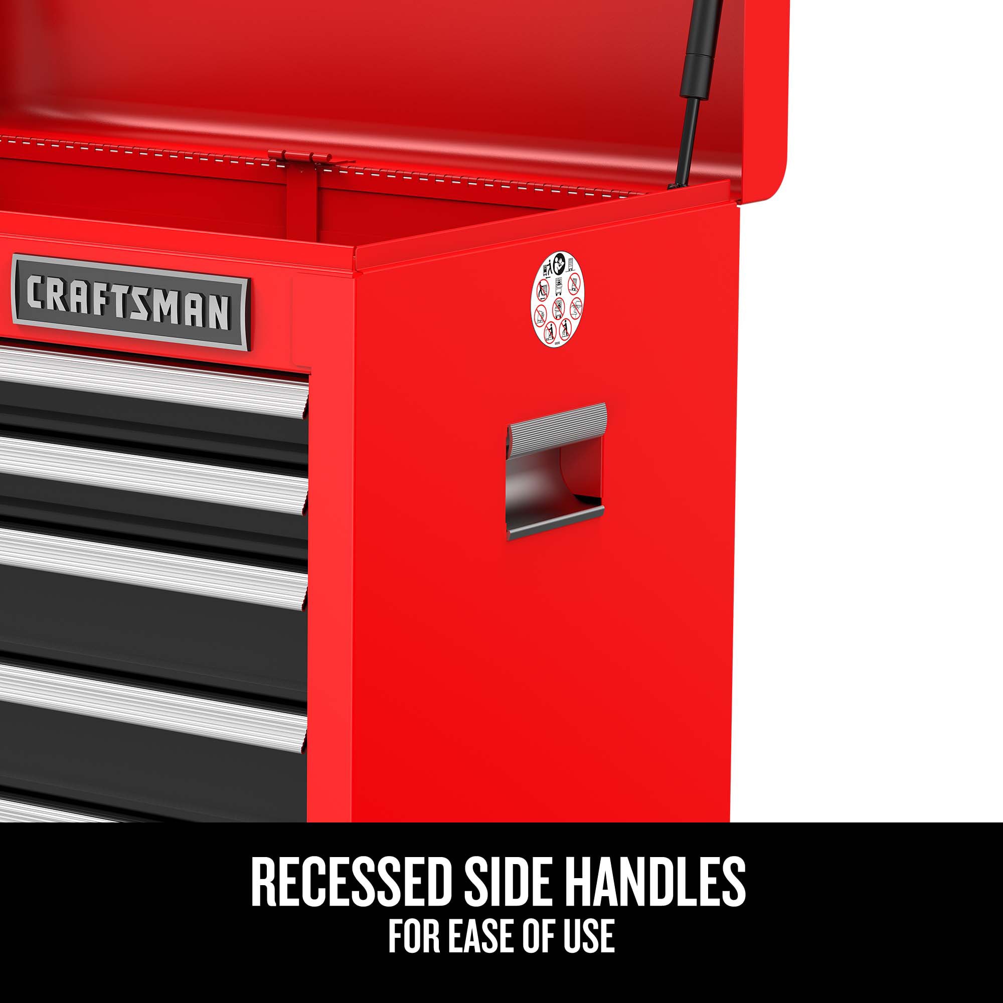 Gabinete de herramientas de acero con 5 cajones de la serie 2000 de CRAFTSMAN (rojo y negro) - 26 pulgadas de ancho x 19.75 pulgadas de alto x 16 pulgadas de profundidad (CMST98263RB)