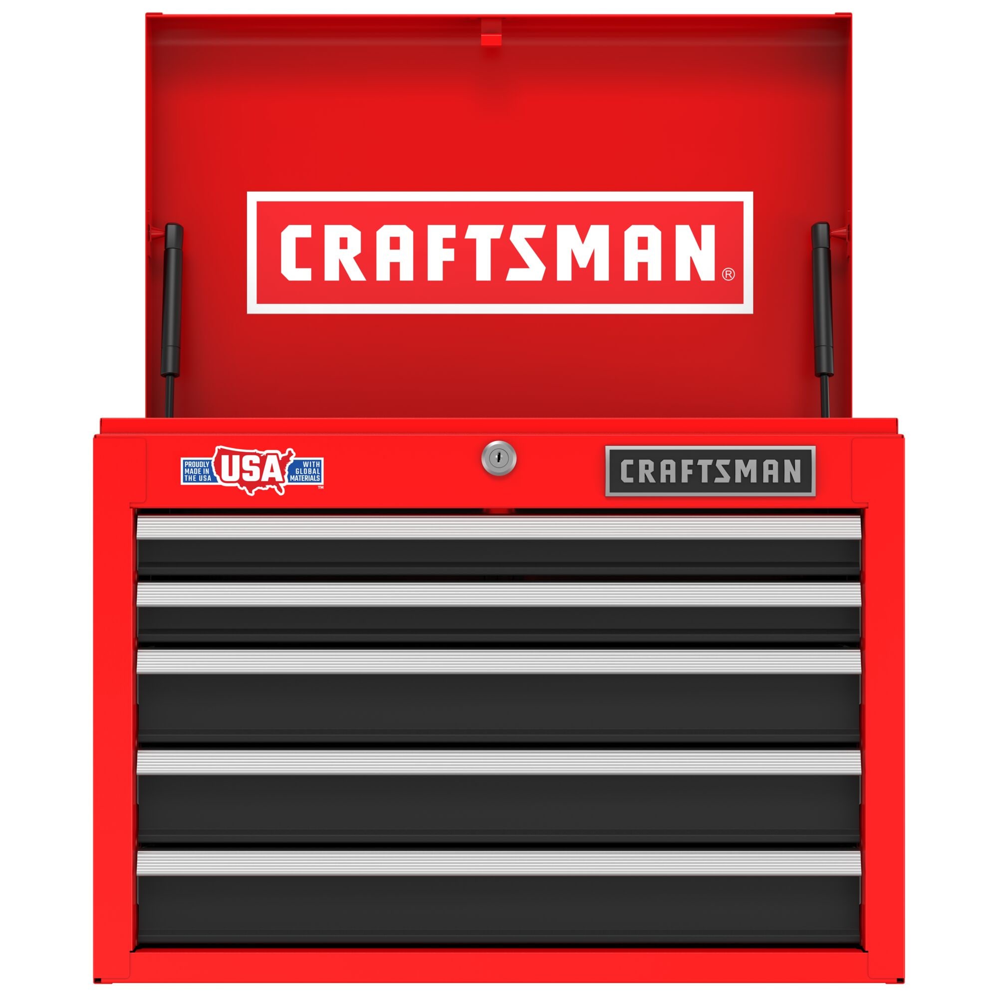 Gabinete de herramientas de acero con 5 cajones de la serie 2000 de CRAFTSMAN (rojo y negro) - 26 pulgadas de ancho x 19.75 pulgadas de alto x 16 pulgadas de profundidad (CMST98263RB)