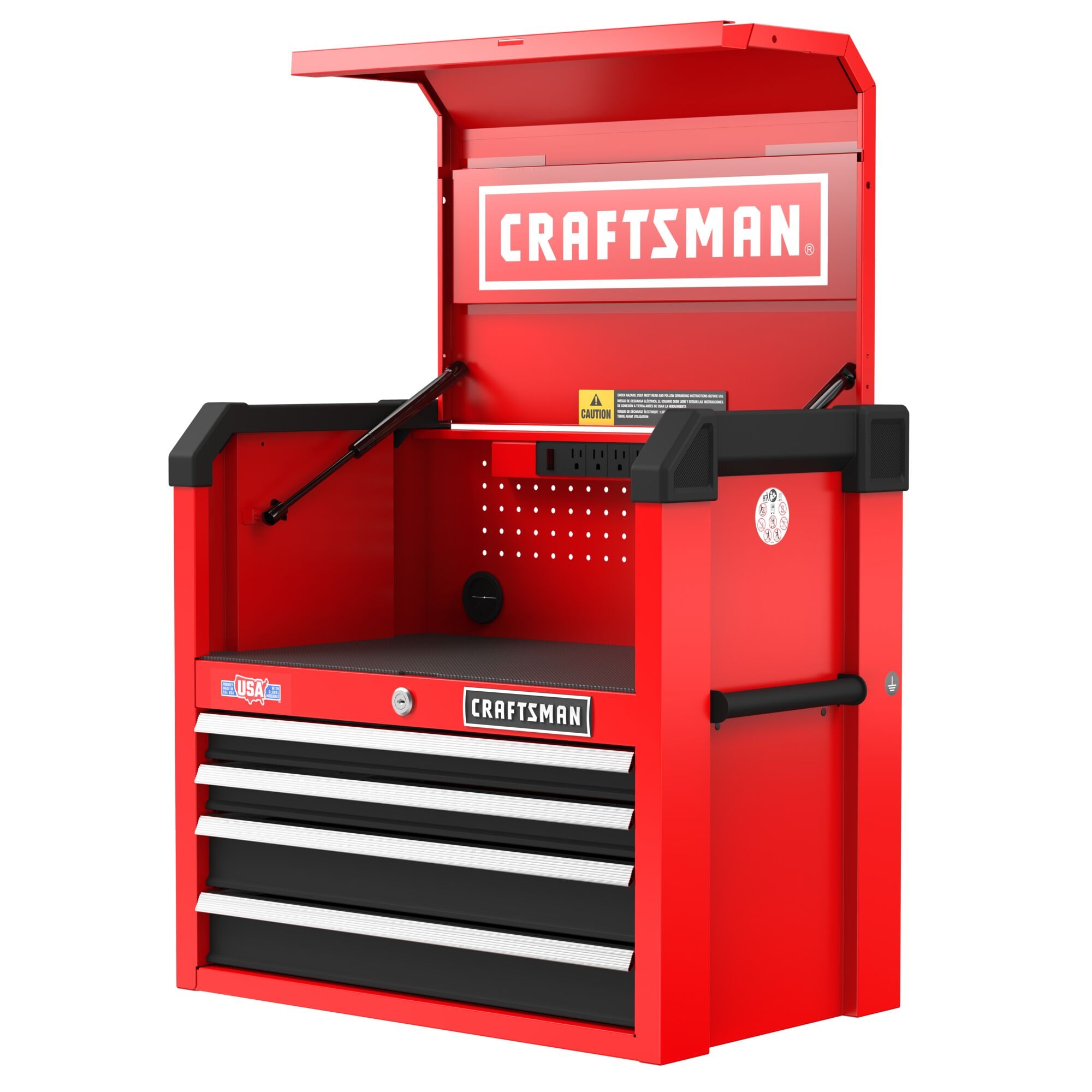 Gabinete de herramientas de acero CRAFTSMAN Serie 2000 de 26 pulgadas de ancho x 24.7 pulgadas de alto x 16 pulgadas de profundidad con 4 cajones (rojo y negro) CMST98267RB