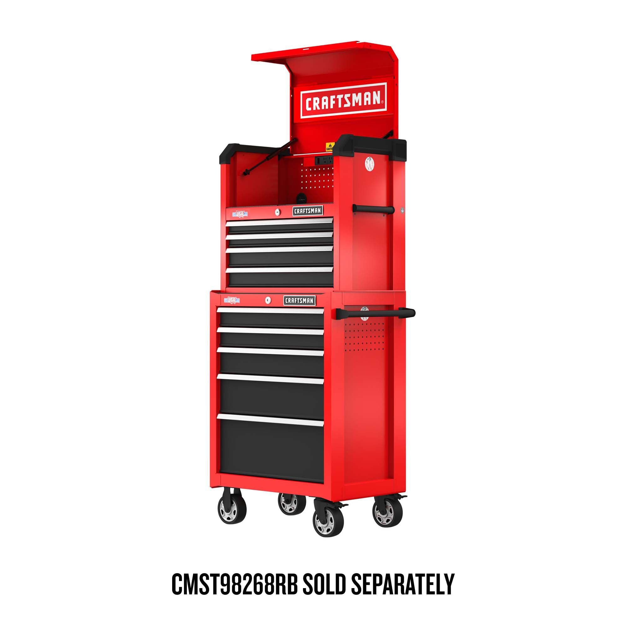 Gabinete de herramientas de acero CRAFTSMAN Serie 2000 de 26 pulgadas de ancho x 24.7 pulgadas de alto x 16 pulgadas de profundidad con 4 cajones (rojo y negro) CMST98267RB