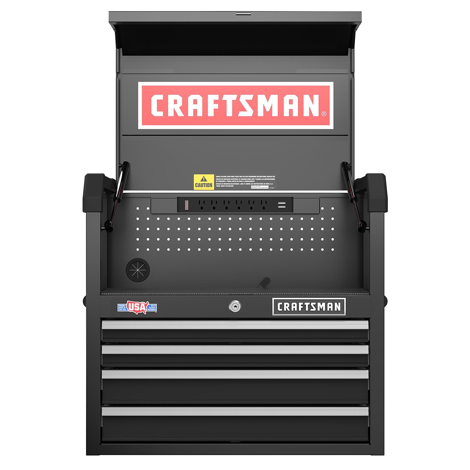 Gabinete de herramientas de acero Craftsman Serie 2000 de 26 pulgadas de ancho x 24.7 pulgadas de altura x 16 pulgadas de profundidad con 4 cajones (negro) CMST98267BK