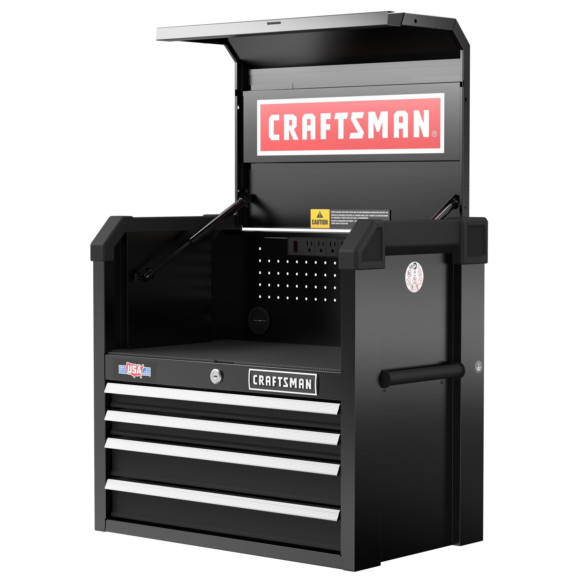 Gabinete de herramientas de acero Craftsman Serie 2000 de 26 pulgadas de ancho x 24.7 pulgadas de altura x 16 pulgadas de profundidad con 4 cajones (negro) CMST98267BK