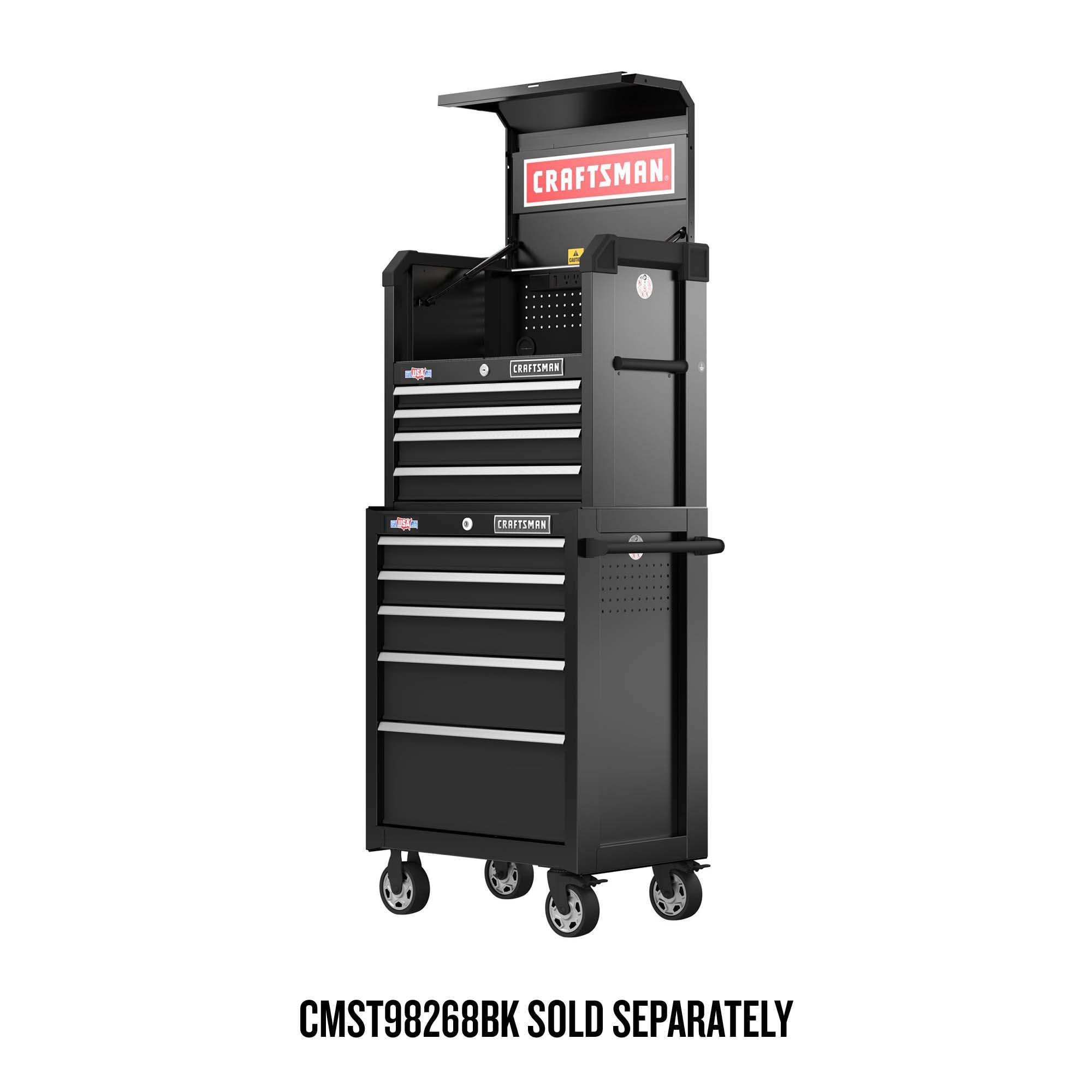 Gabinete de herramientas de acero Craftsman Serie 2000 de 26 pulgadas de ancho x 24.7 pulgadas de altura x 16 pulgadas de profundidad con 4 cajones (negro) CMST98267BK