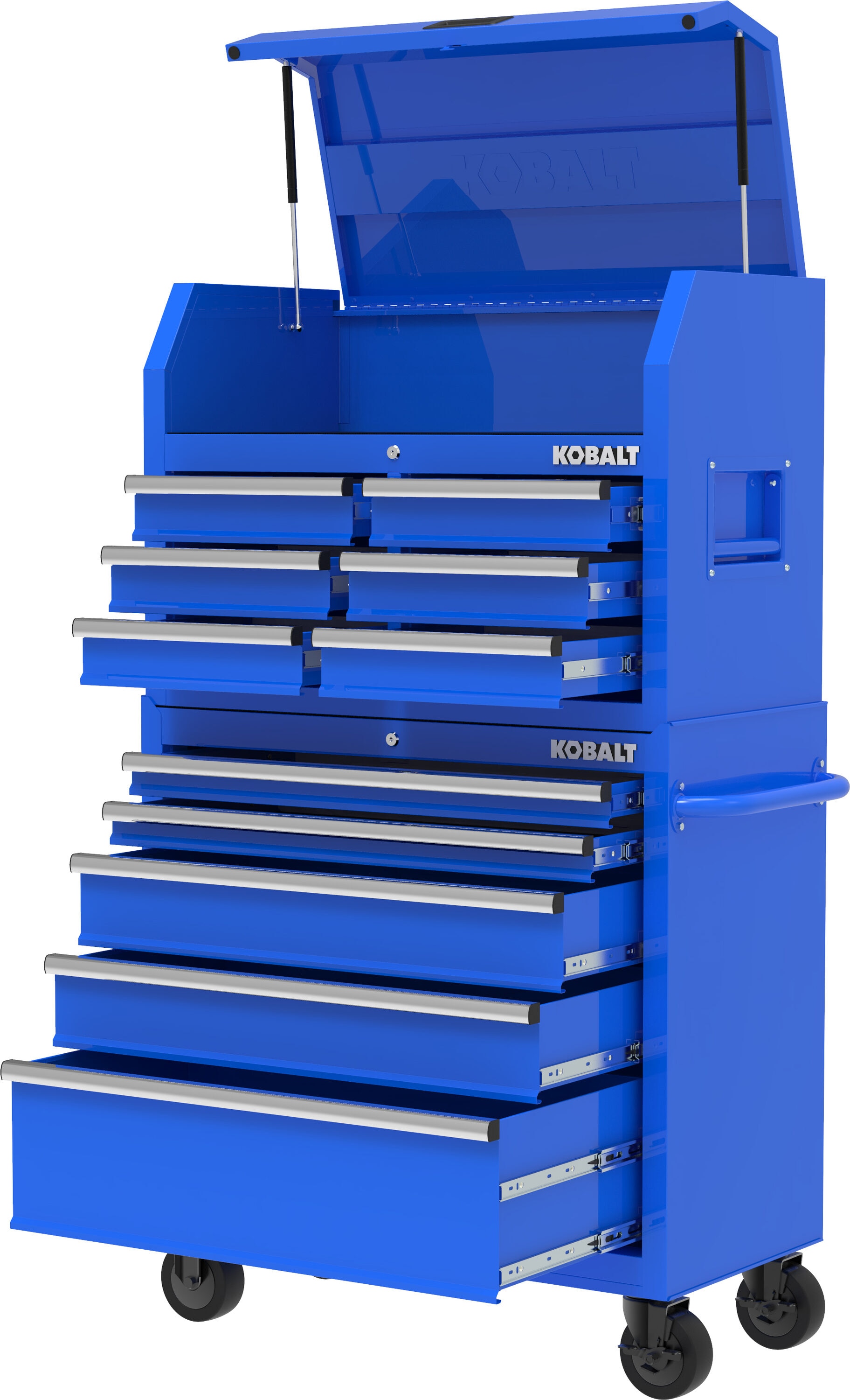 Gabinete de herramientas de acero de 6 cajones Kobalt de 36 pulgadas de ancho x 18 pulgadas de alto x 24.8 pulgadas de profundidad (azul) 410-163-0131