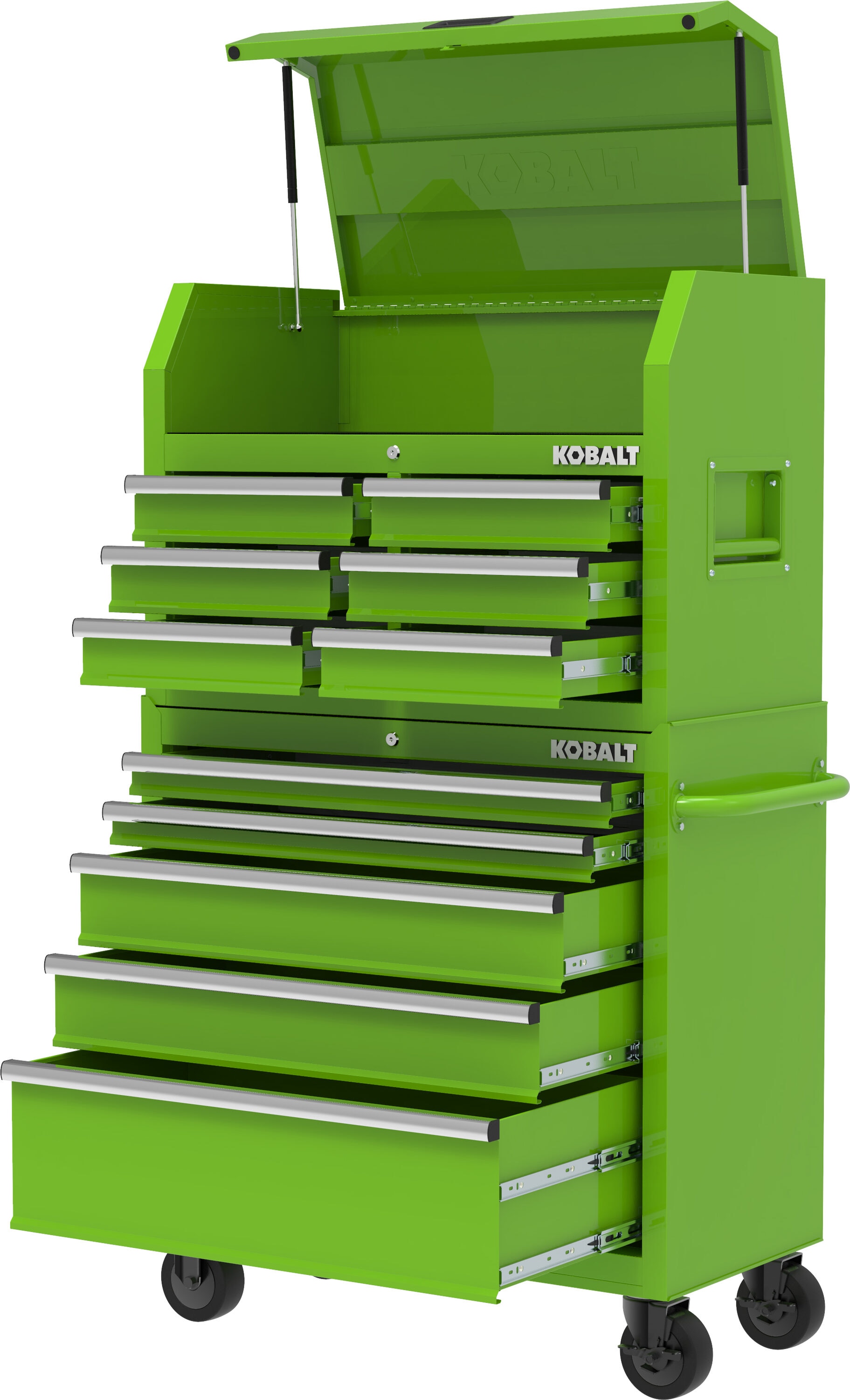 Caja de herramientas de acero de 6 cajones Kobalt de 36 pulgadas de ancho x 18 pulgadas de alto x 24.8 pulgadas de profundidad (verde) 410-166-0131