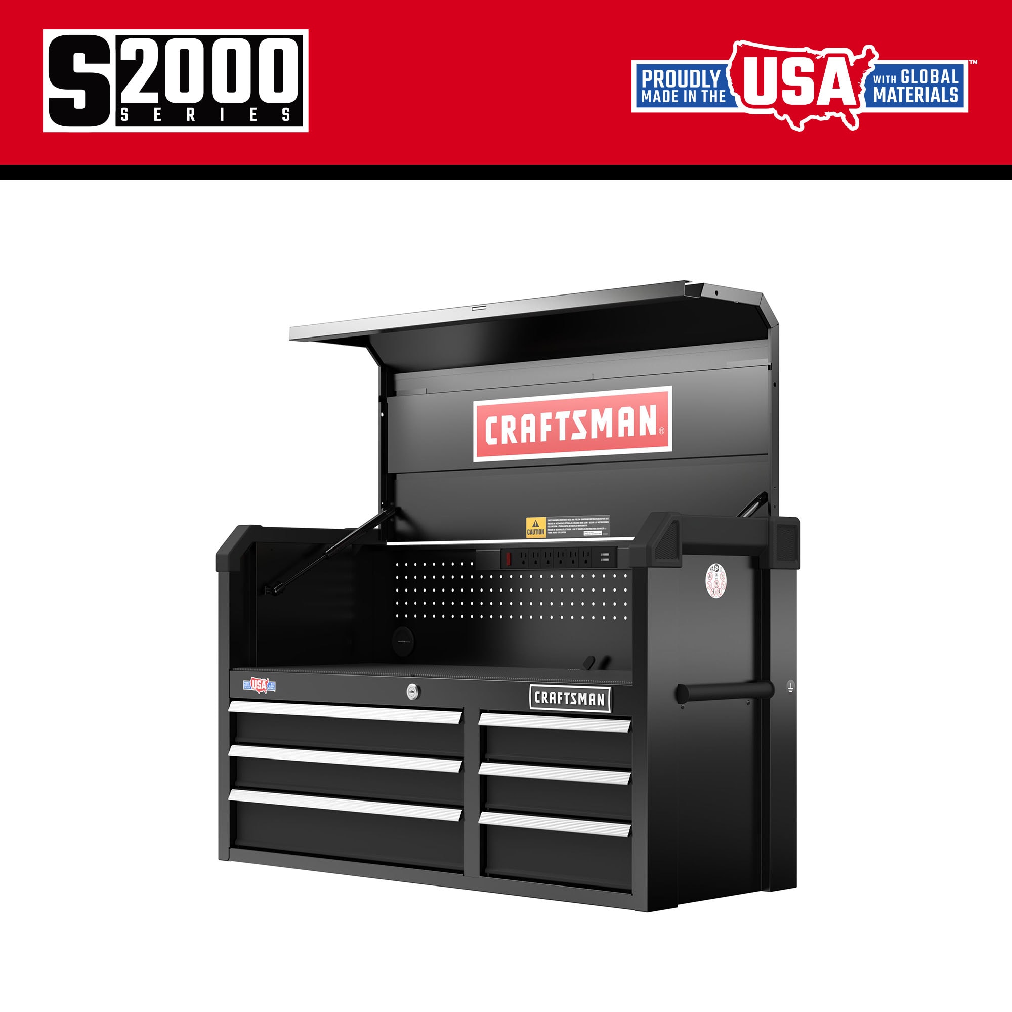 Gabinete de herramientas de acero de 6 cajones CRAFTSMAN Serie 2000, 40.5 pulgadas de ancho x 24.7 pulgadas de alto x 16 pulgadas de profundidad (negro) CMST98269BK