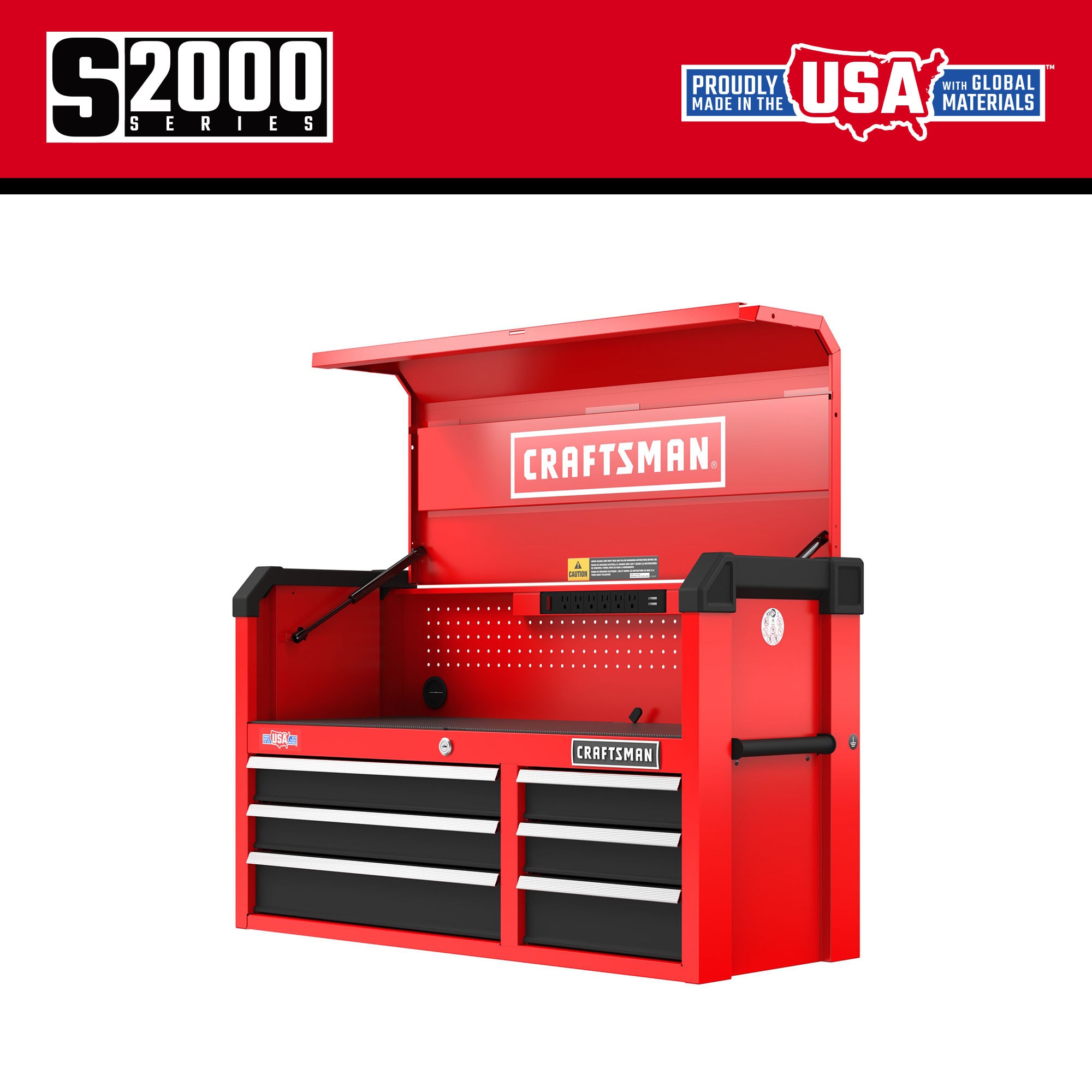 Gabinete para Herramientas de Acero CRAFTSMAN Serie 2000 de 6 Cajones, 41 pulgadas de ancho x 24.7 pulgadas de alto x 16 pulgadas de profundidad (Rojo y Negro) CMST98269RB