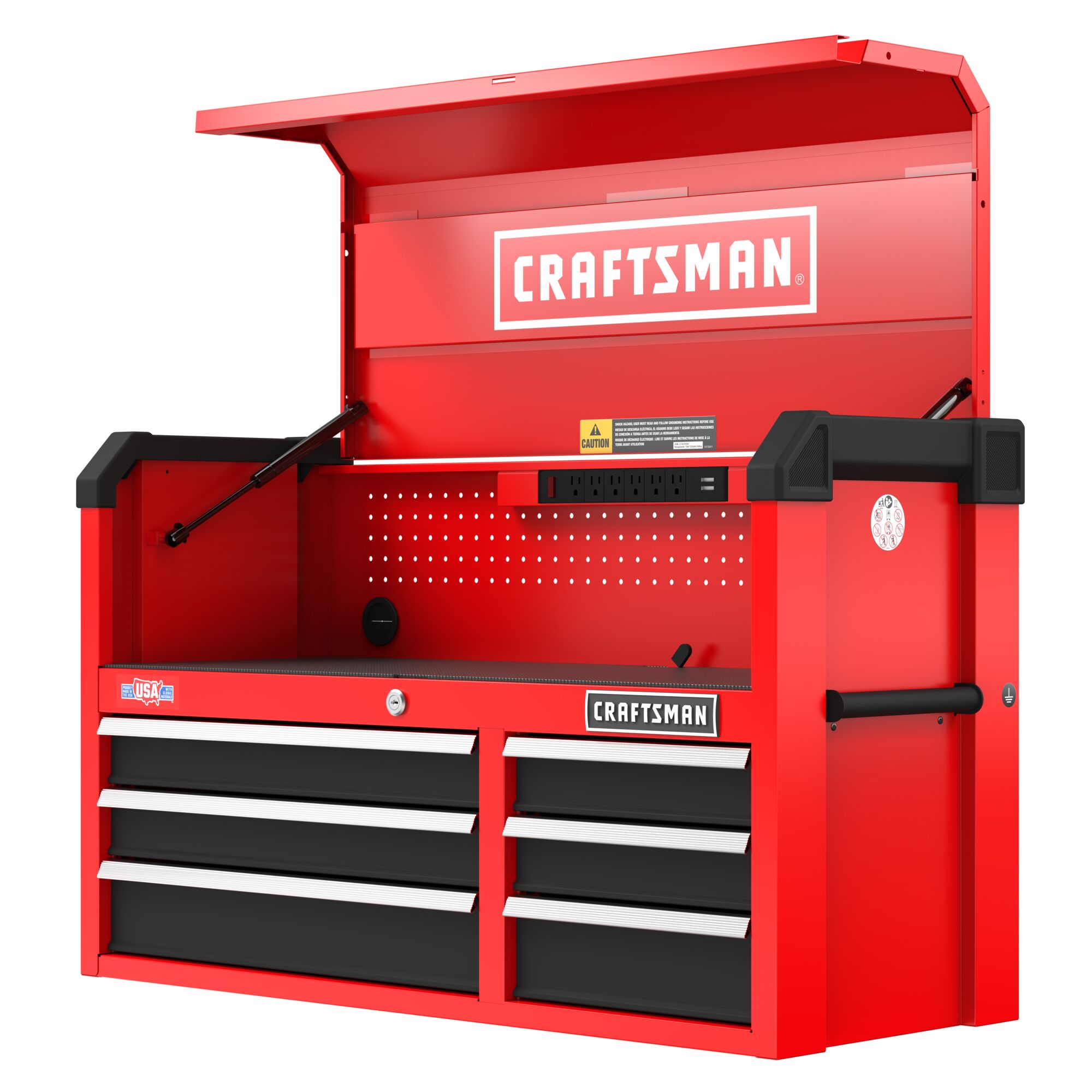 Gabinete para Herramientas de Acero CRAFTSMAN Serie 2000 de 6 Cajones, 41 pulgadas de ancho x 24.7 pulgadas de alto x 16 pulgadas de profundidad (Rojo y Negro) CMST98269RB