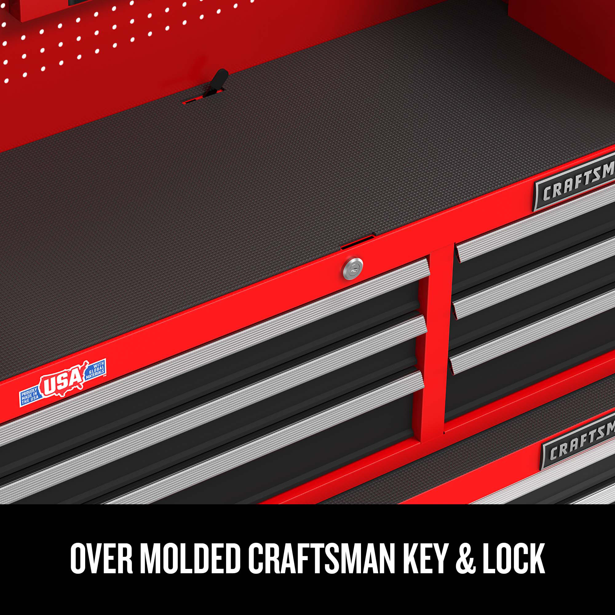 Gabinete para Herramientas de Acero CRAFTSMAN Serie 2000 de 6 Cajones, 41 pulgadas de ancho x 24.7 pulgadas de alto x 16 pulgadas de profundidad (Rojo y Negro) CMST98269RB