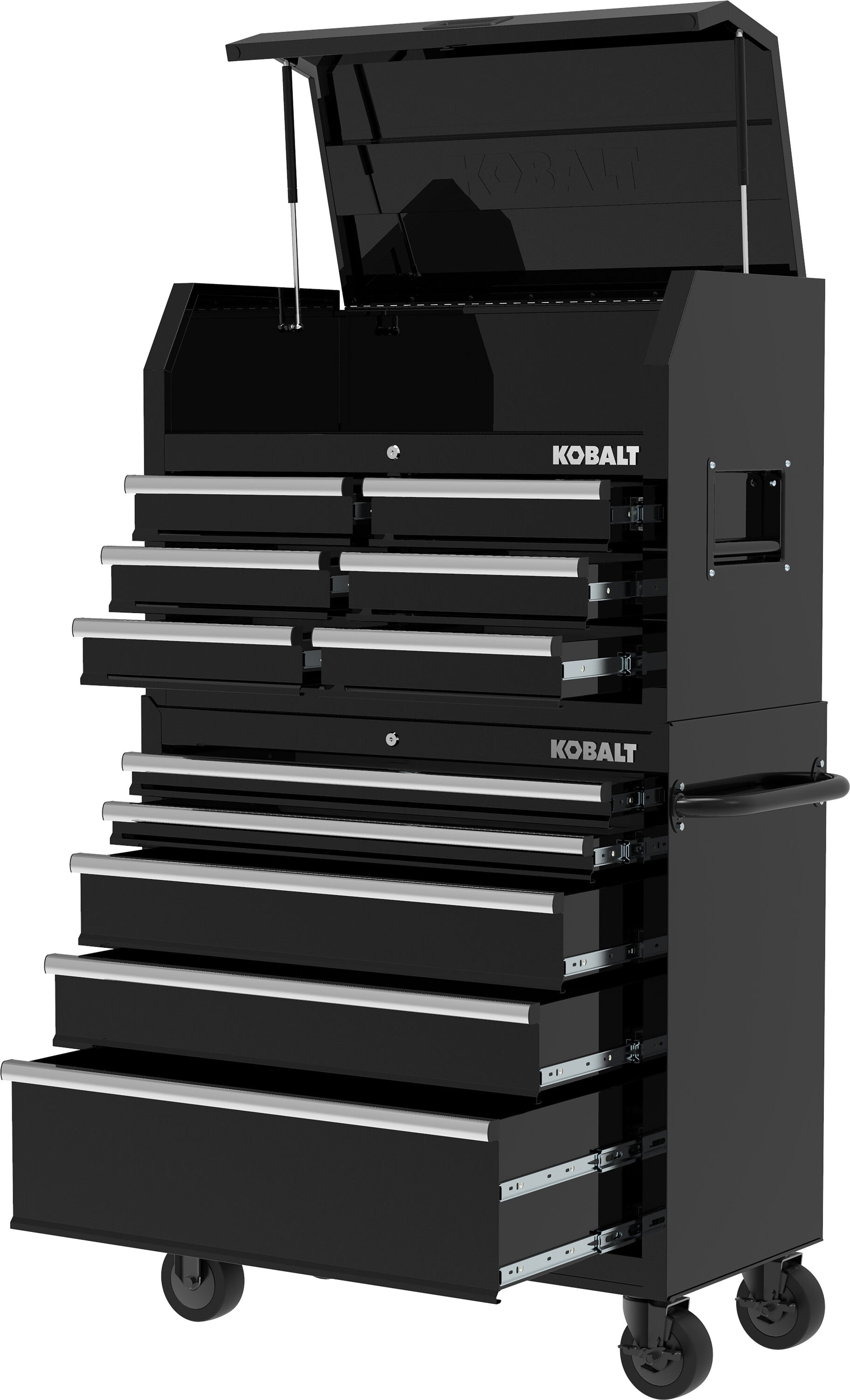 Gabinete de herramientas de acero Kobalt de 6 cajones (negro) 36 pulgadas de ancho x 18 pulgadas de alto x 24.8 pulgadas de profundidad 410-162-0131