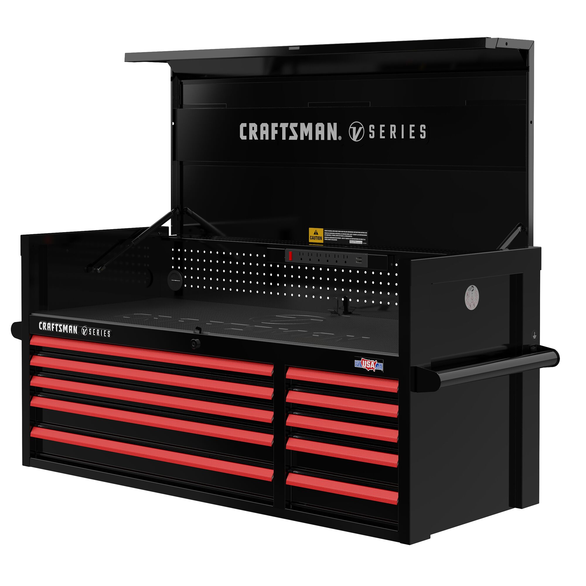 Gabinete de herramientas de acero de 10 cajones CRAFTSMAN V-Series 52 pulgadas de ancho x 27 pulgadas de alto x 21 pulgadas de profundidad (E-Coat Negro) CMSTVS5210BK