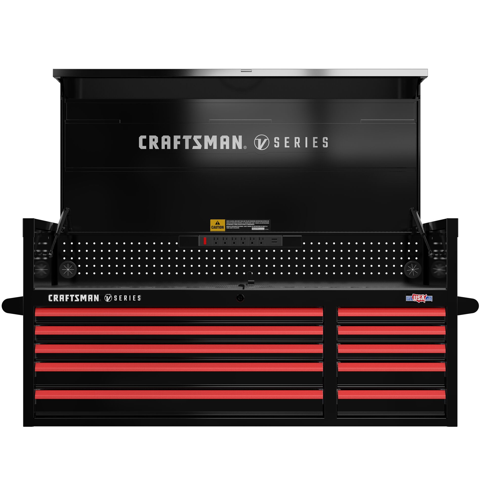 Gabinete de herramientas de acero de 10 cajones CRAFTSMAN V-Series 52 pulgadas de ancho x 27 pulgadas de alto x 21 pulgadas de profundidad (E-Coat Negro) CMSTVS5210BK