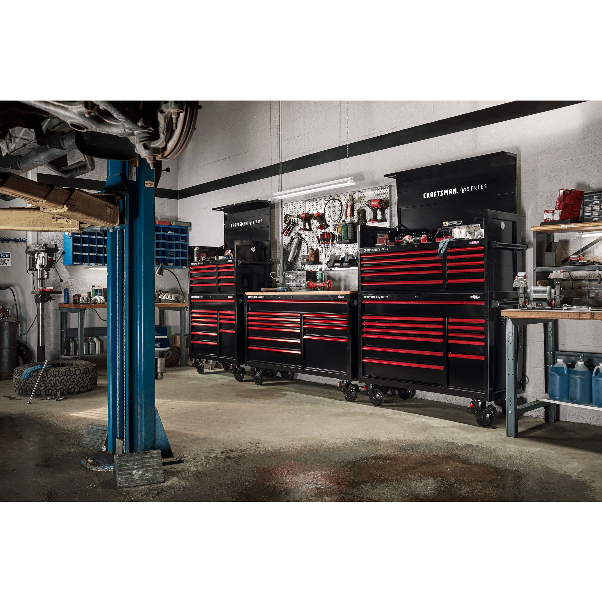 Gabinete de herramientas de acero de 10 cajones CRAFTSMAN V-Series 52 pulgadas de ancho x 27 pulgadas de alto x 21 pulgadas de profundidad (E-Coat Negro) CMSTVS5210BK