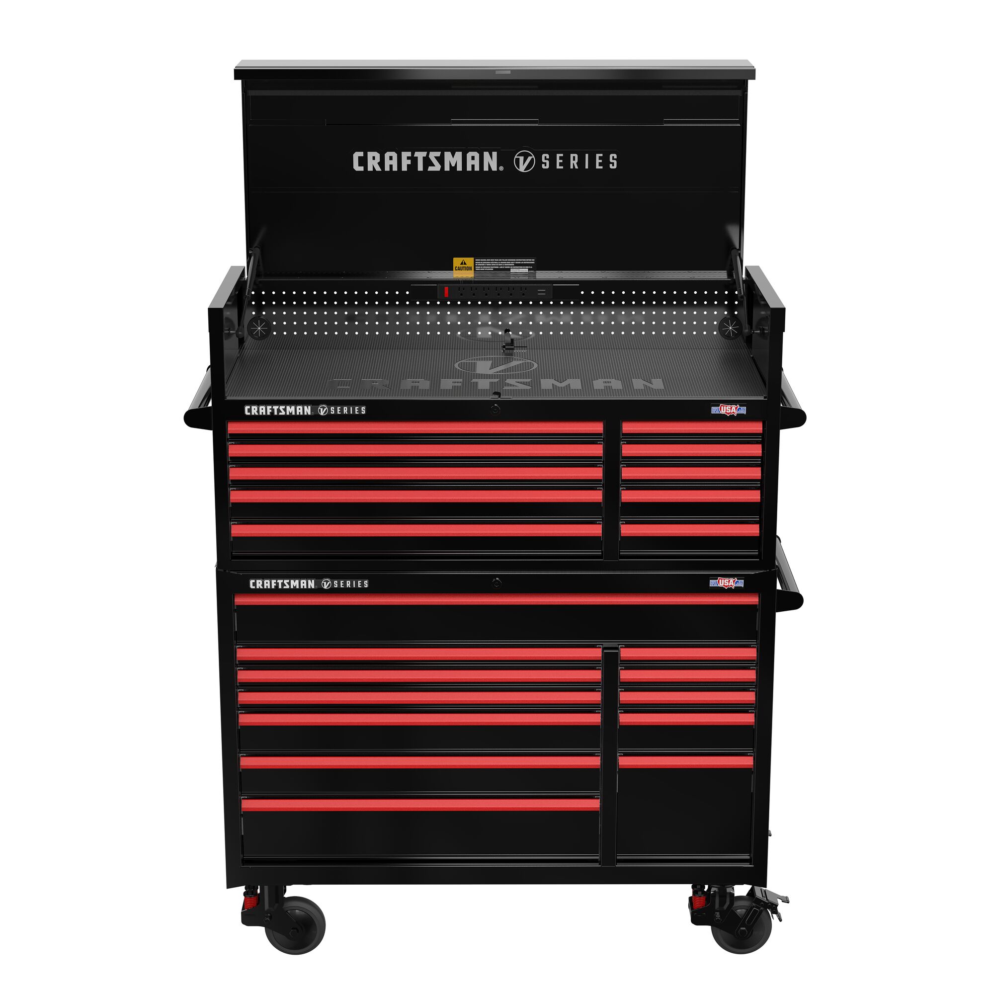 Gabinete de herramientas de acero de 10 cajones CRAFTSMAN V-Series 52 pulgadas de ancho x 27 pulgadas de alto x 21 pulgadas de profundidad (E-Coat Negro) CMSTVS5210BK