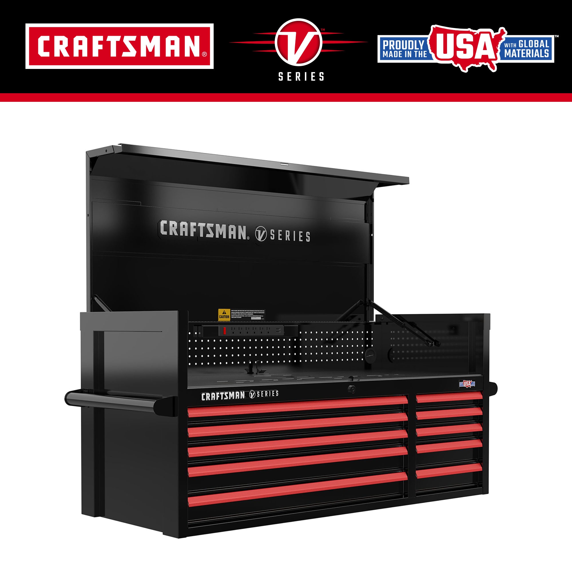 Gabinete de herramientas de acero de 10 cajones CRAFTSMAN V-Series 52 pulgadas de ancho x 27 pulgadas de alto x 21 pulgadas de profundidad (E-Coat Negro) CMSTVS5210BK
