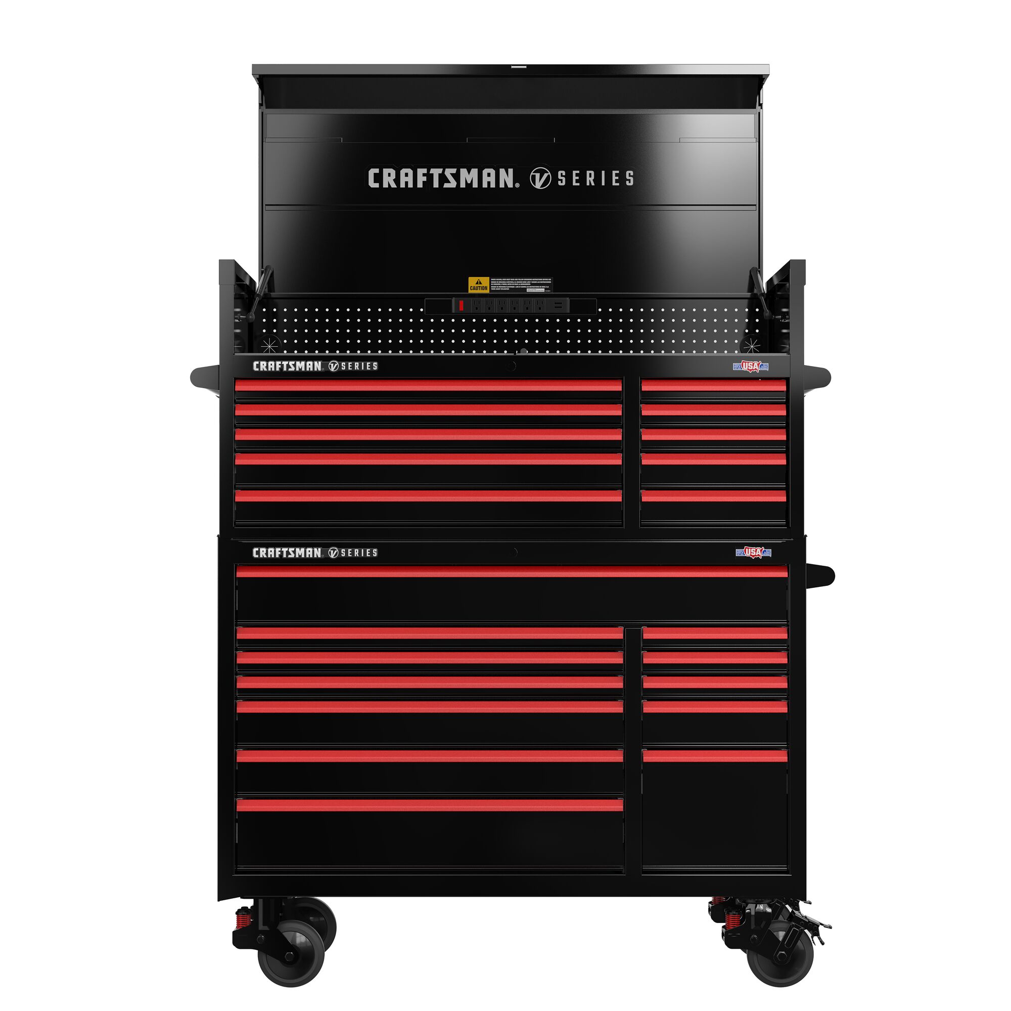 Gabinete de herramientas de acero de 10 cajones CRAFTSMAN V-Series 52 pulgadas de ancho x 27 pulgadas de alto x 21 pulgadas de profundidad (E-Coat Negro) CMSTVS5210BK