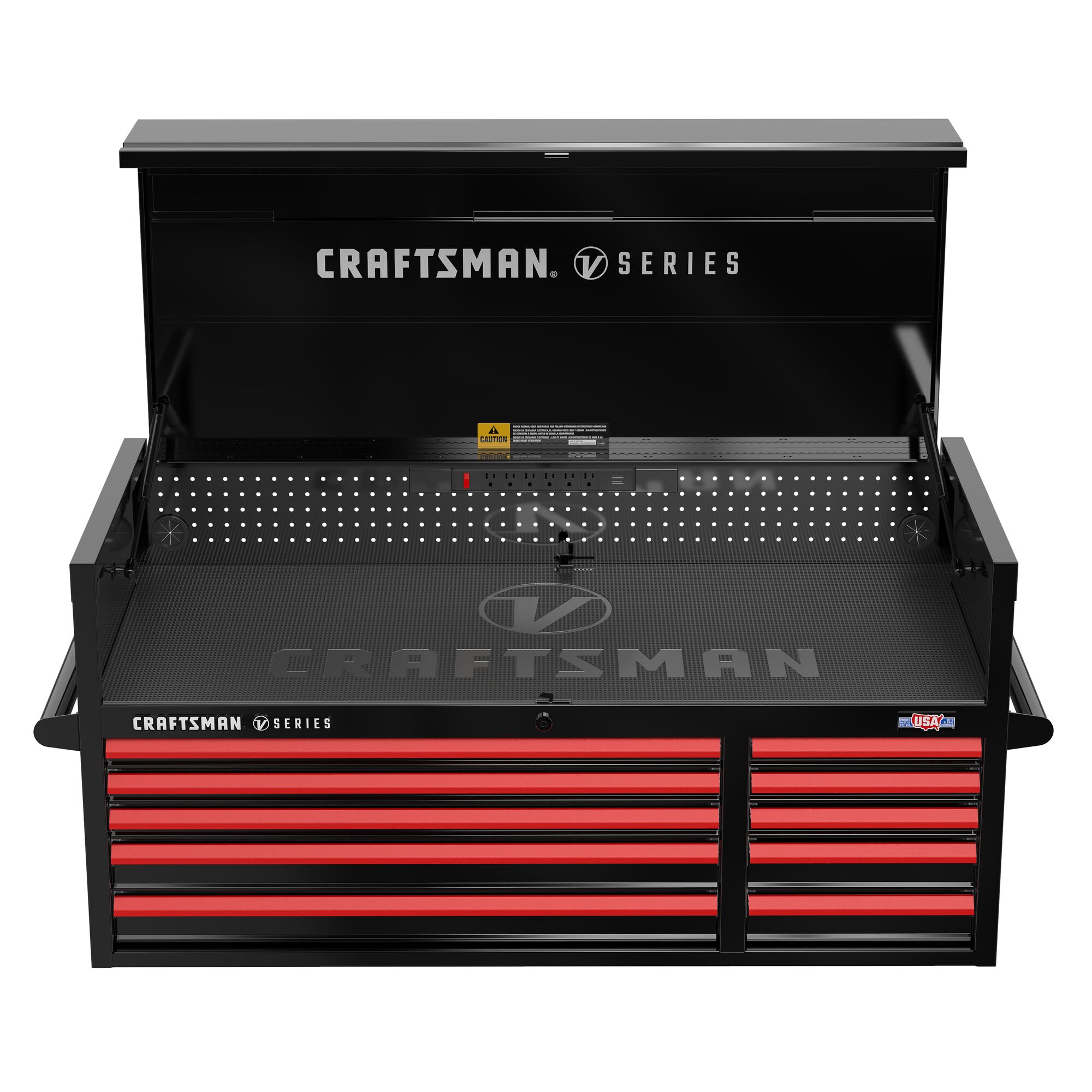Gabinete de herramientas de acero de 10 cajones CRAFTSMAN V-Series 52 pulgadas de ancho x 27 pulgadas de alto x 21 pulgadas de profundidad (E-Coat Negro) CMSTVS5210BK
