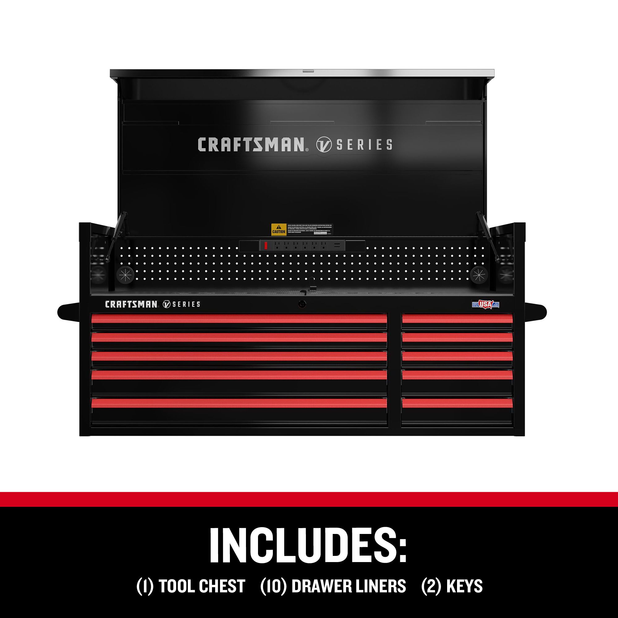 Gabinete de herramientas de acero de 10 cajones CRAFTSMAN V-Series 52 pulgadas de ancho x 27 pulgadas de alto x 21 pulgadas de profundidad (E-Coat Negro) CMSTVS5210BK