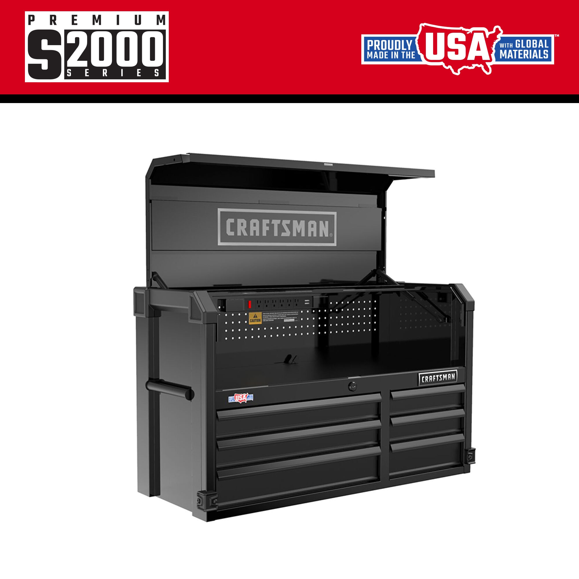 Gabinete de herramientas de acero de 6 cajones CRAFTSMAN Premium Serie 2000 40.5 pulgadas de ancho x 24.5 pulgadas de alto x 16 pulgadas de profundidad (negro) CMST98259BK