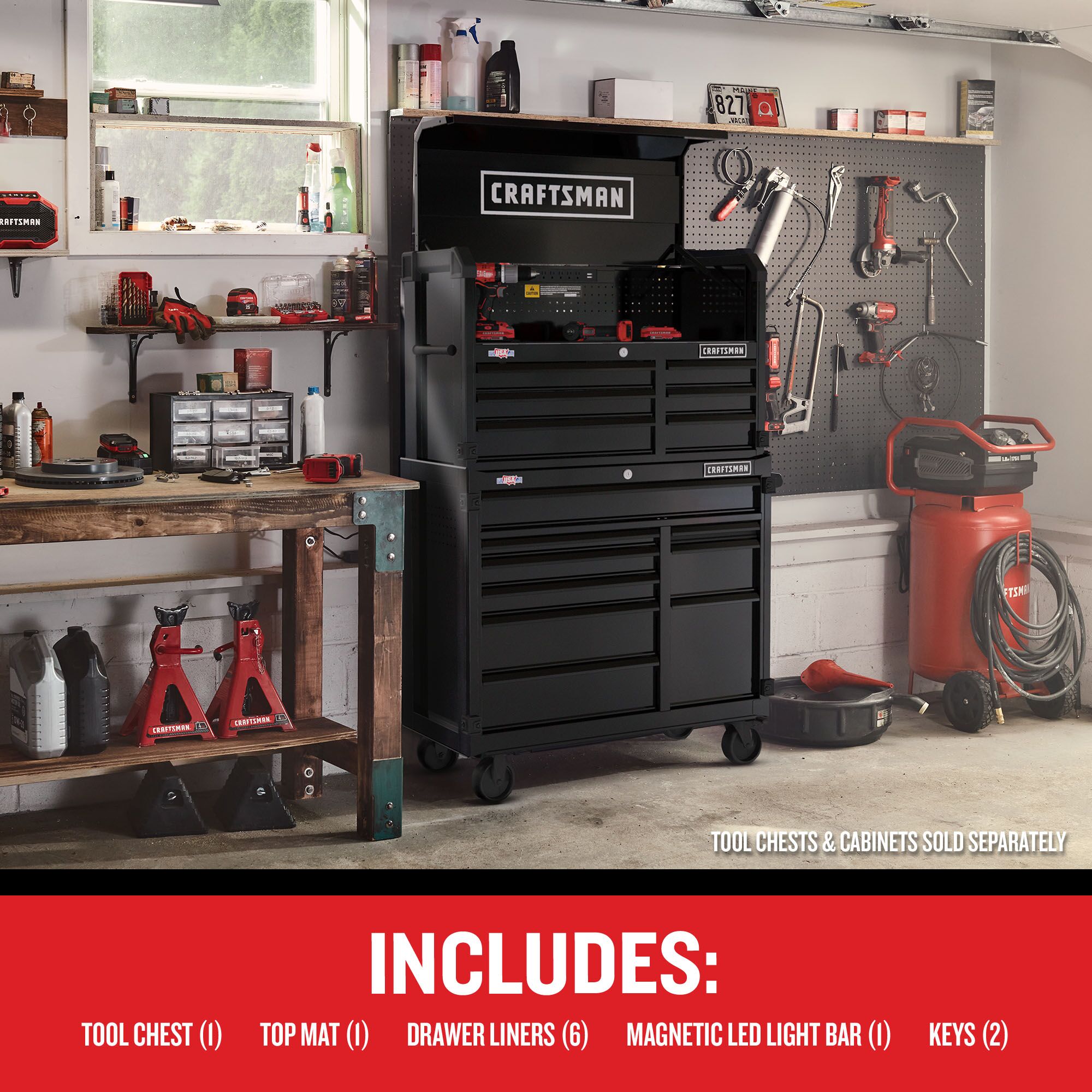 Gabinete de herramientas de acero de 6 cajones CRAFTSMAN Premium Serie 2000 40.5 pulgadas de ancho x 24.5 pulgadas de alto x 16 pulgadas de profundidad (negro) CMST98259BK