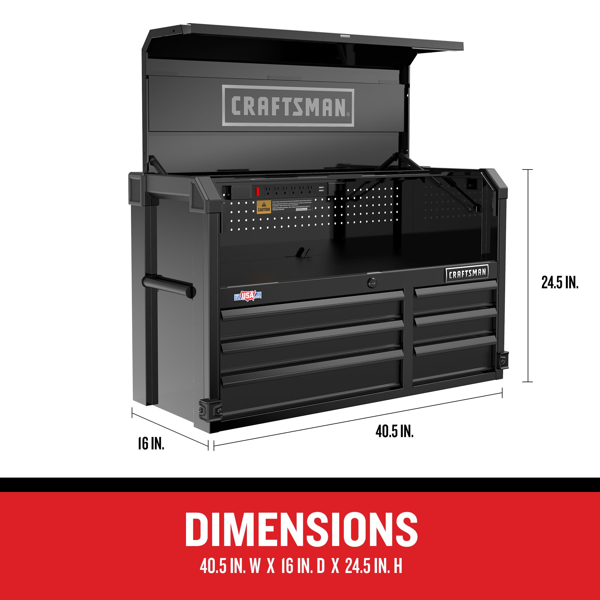 Gabinete de herramientas de acero de 6 cajones CRAFTSMAN Premium Serie 2000 40.5 pulgadas de ancho x 24.5 pulgadas de alto x 16 pulgadas de profundidad (negro) CMST98259BK
