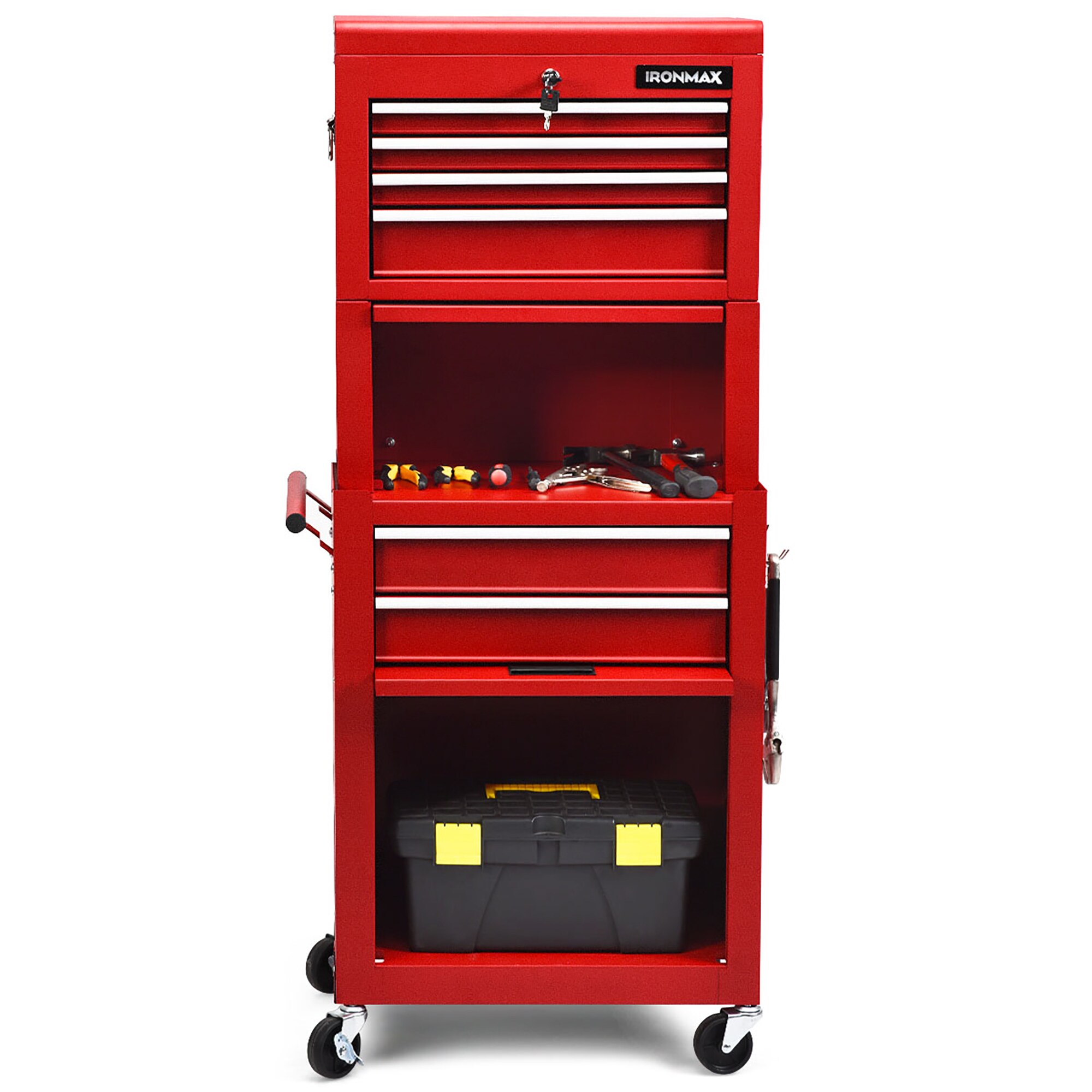 Gabinete de herramientas de acero de 6 cajones Costway 13 pulgadas de ancho x 52 pulgadas de alto x 23.5 pulgadas de profundidad (rojo) TL35209RE
