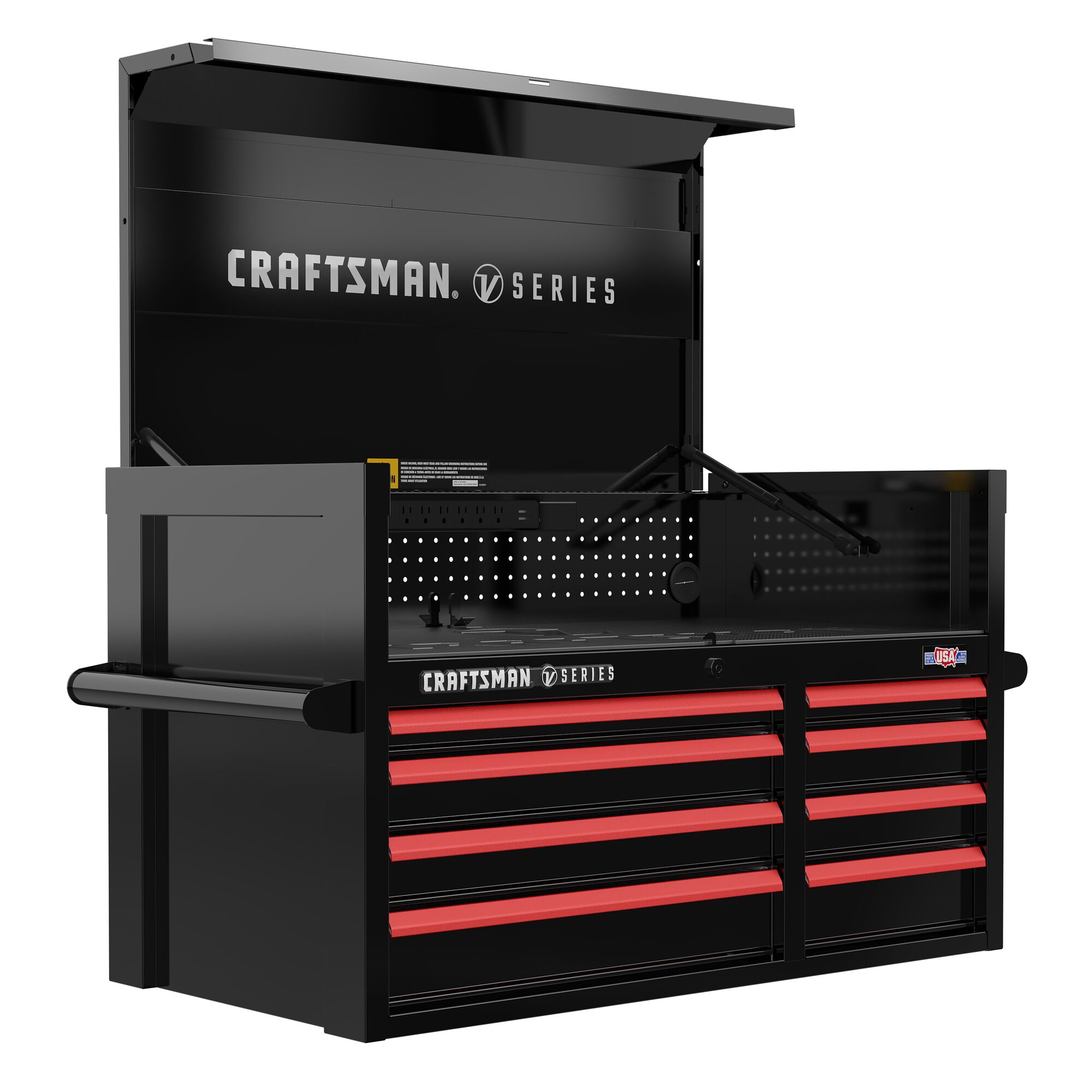 Caja de herramientas de acero CRAFTSMAN V-Series de 41 pulgadas de ancho x 27 pulgadas de alto x 21 pulgadas de profundidad con 8 cajones (Esmalte Negro E-Coat) CMSTVS4108BK