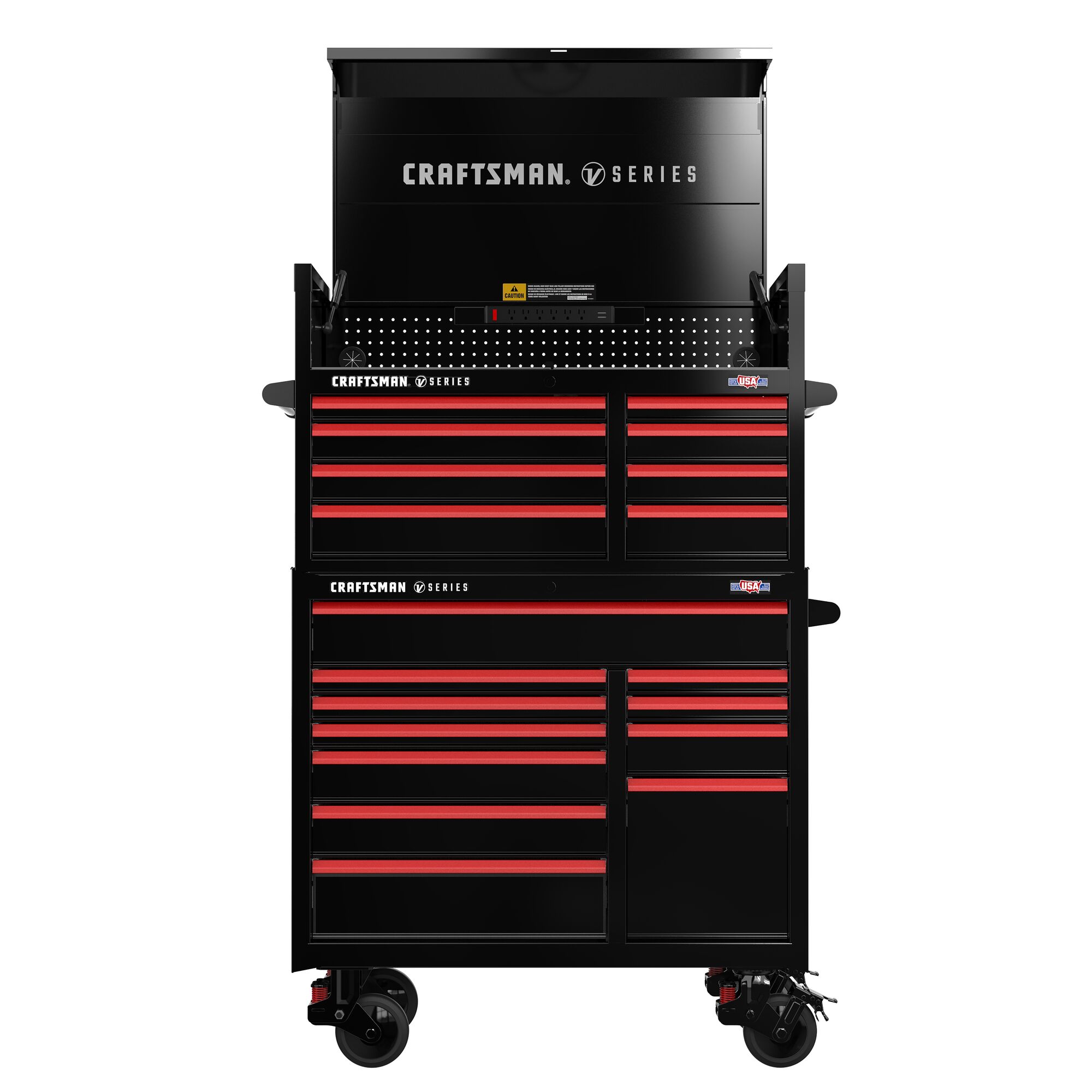 Caja de herramientas de acero CRAFTSMAN V-Series de 41 pulgadas de ancho x 27 pulgadas de alto x 21 pulgadas de profundidad con 8 cajones (Esmalte Negro E-Coat) CMSTVS4108BK