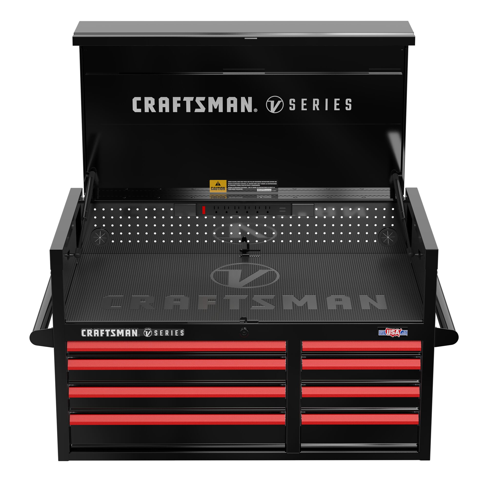 Caja de herramientas de acero CRAFTSMAN V-Series de 41 pulgadas de ancho x 27 pulgadas de alto x 21 pulgadas de profundidad con 8 cajones (Esmalte Negro E-Coat) CMSTVS4108BK