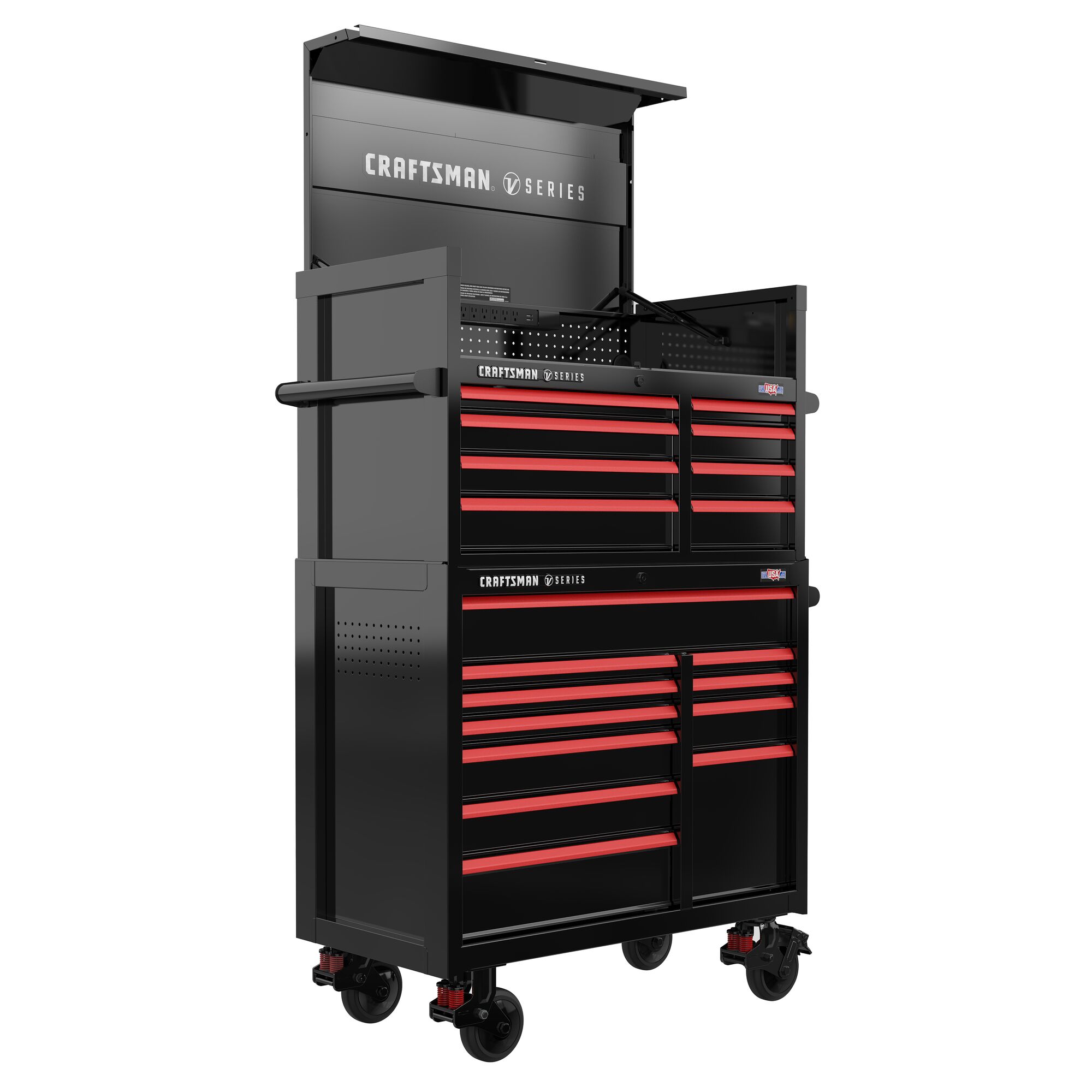 Caja de herramientas de acero CRAFTSMAN V-Series de 41 pulgadas de ancho x 27 pulgadas de alto x 21 pulgadas de profundidad con 8 cajones (Esmalte Negro E-Coat) CMSTVS4108BK