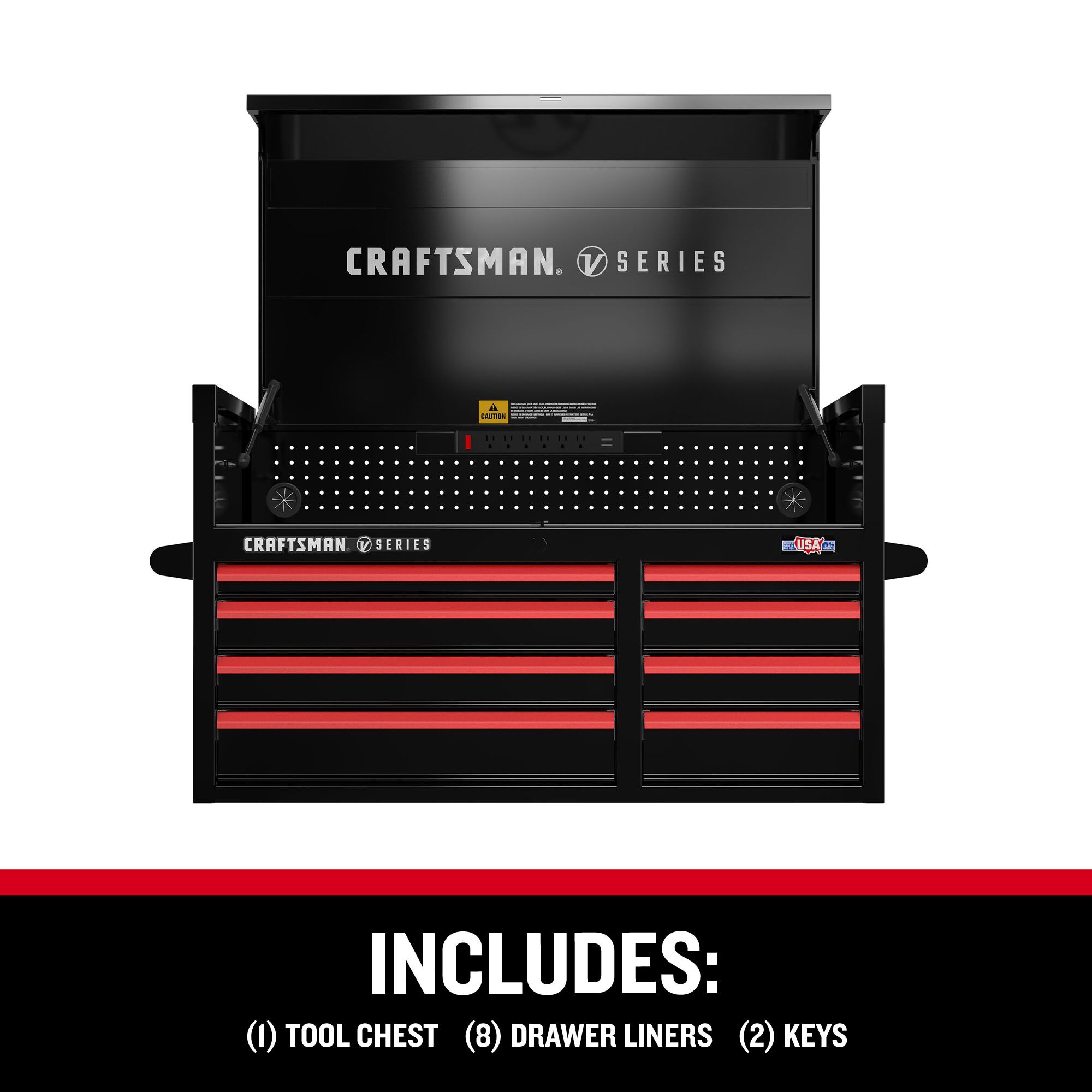 Caja de herramientas de acero CRAFTSMAN V-Series de 41 pulgadas de ancho x 27 pulgadas de alto x 21 pulgadas de profundidad con 8 cajones (Esmalte Negro E-Coat) CMSTVS4108BK